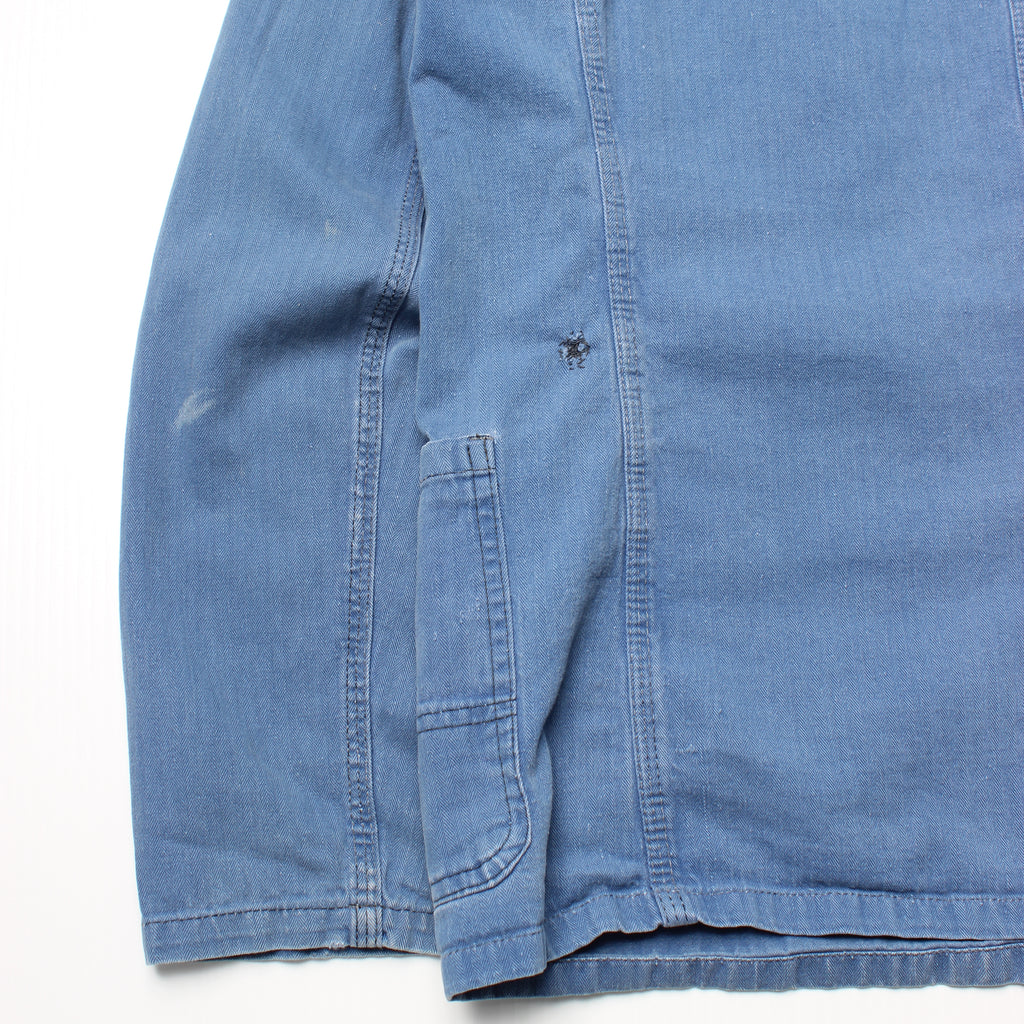 French Herringbone HBT Faded Blue Cotton Chore L