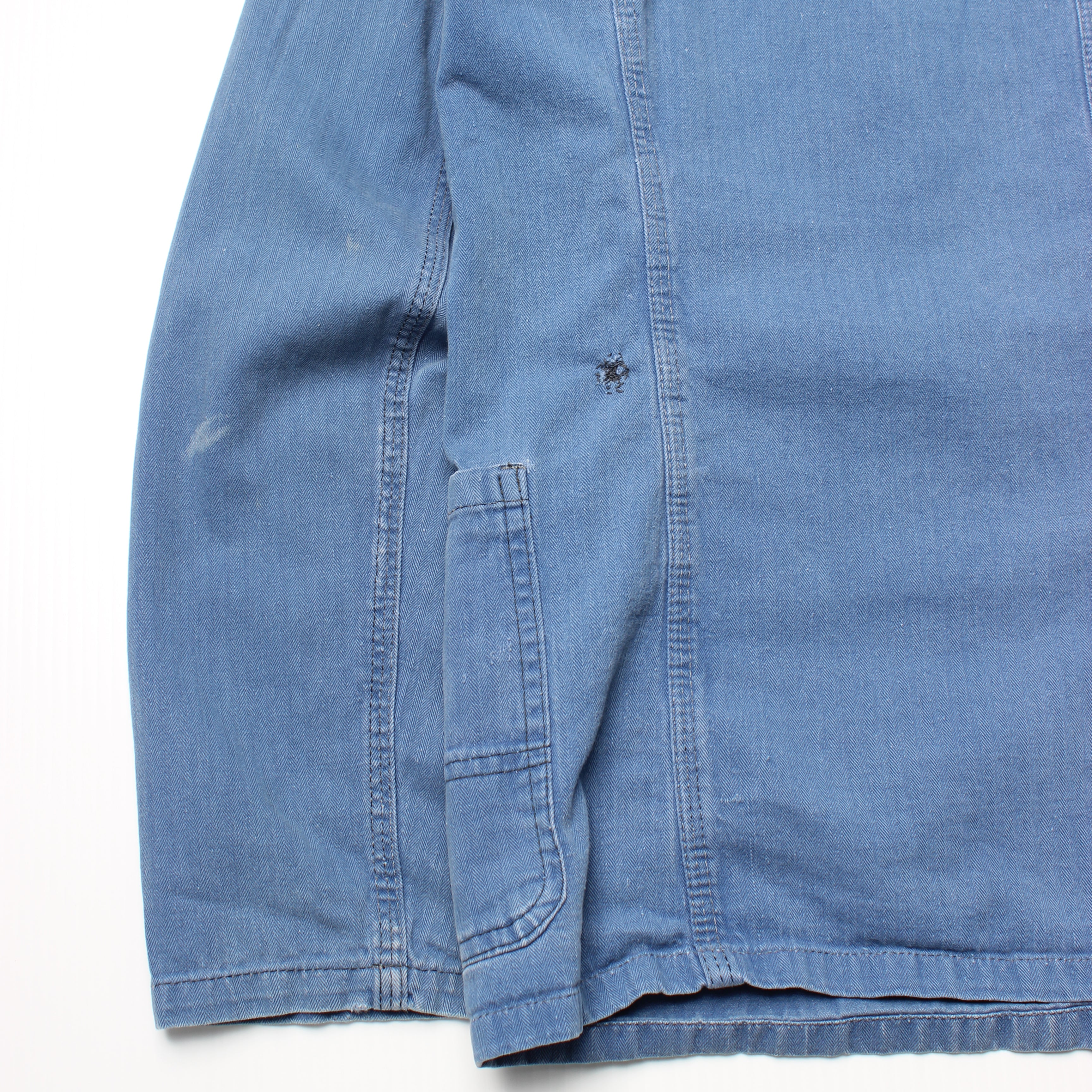 French Herringbone HBT Faded Blue Cotton Chore L