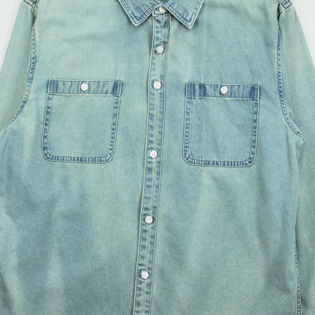 Harley Davidson Faded Denim Button Up Shirt L