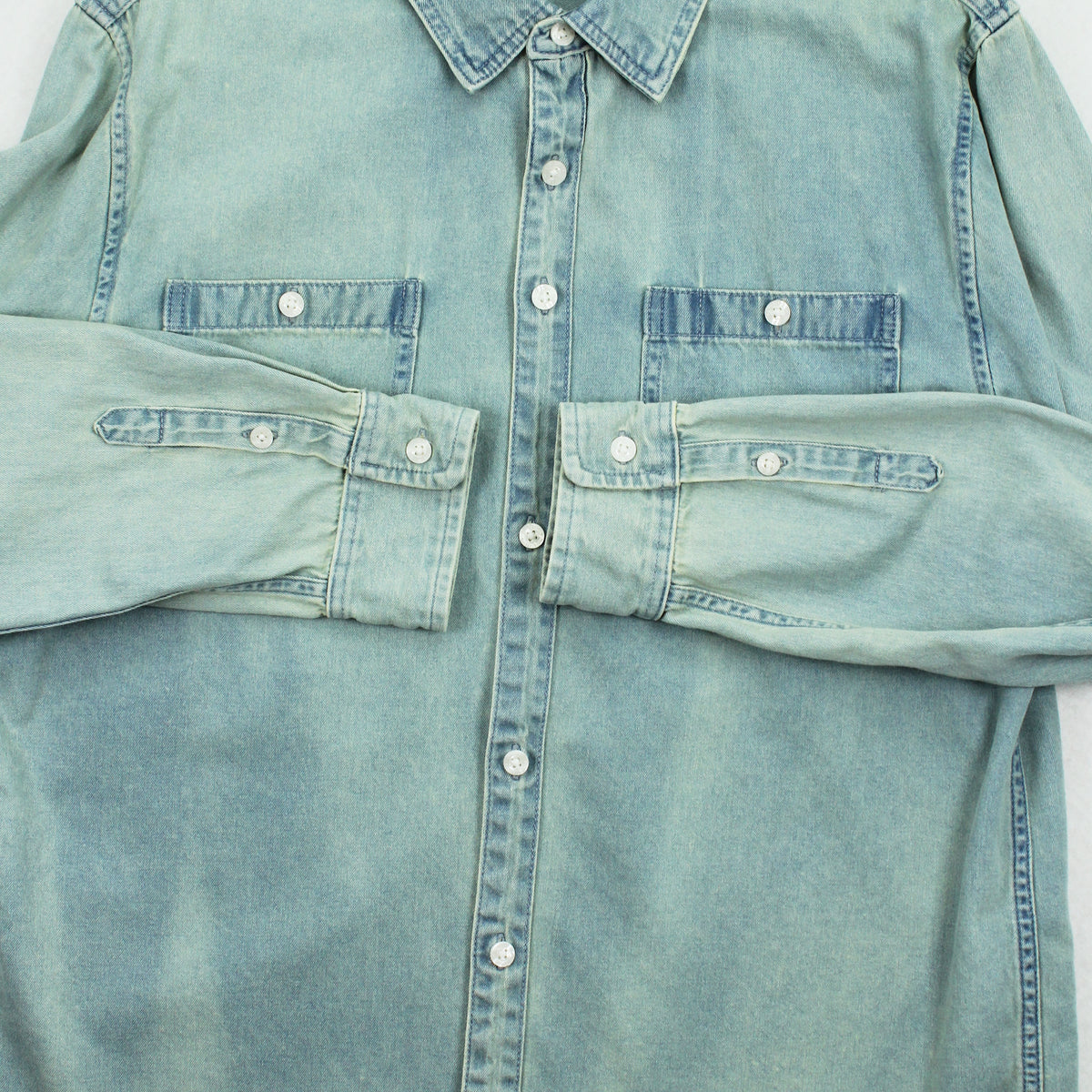 Harley Davidson Faded Denim Button Up Shirt L
