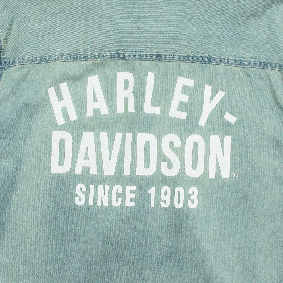 Harley Davidson Faded Denim Button Up Shirt L