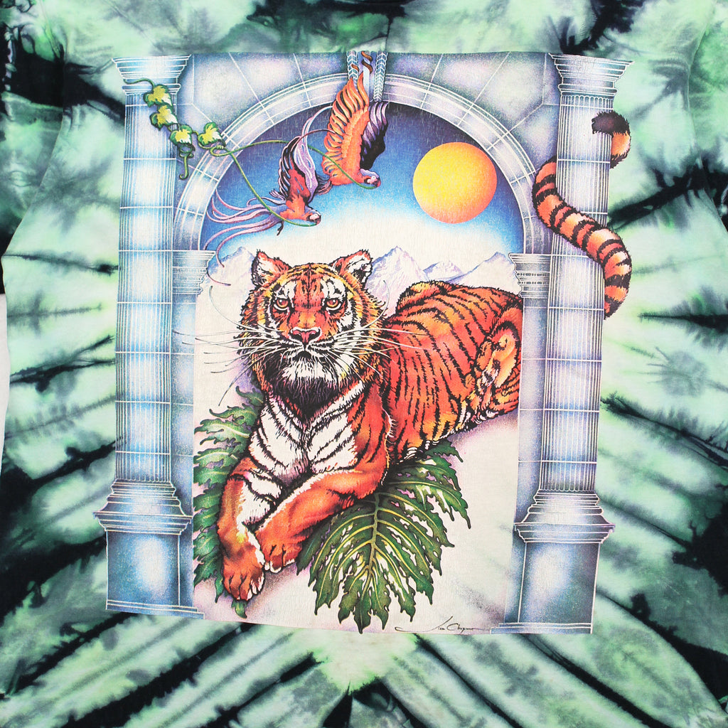 Vintage Lisa Chapman Tiger Art Tie Dye Tee L