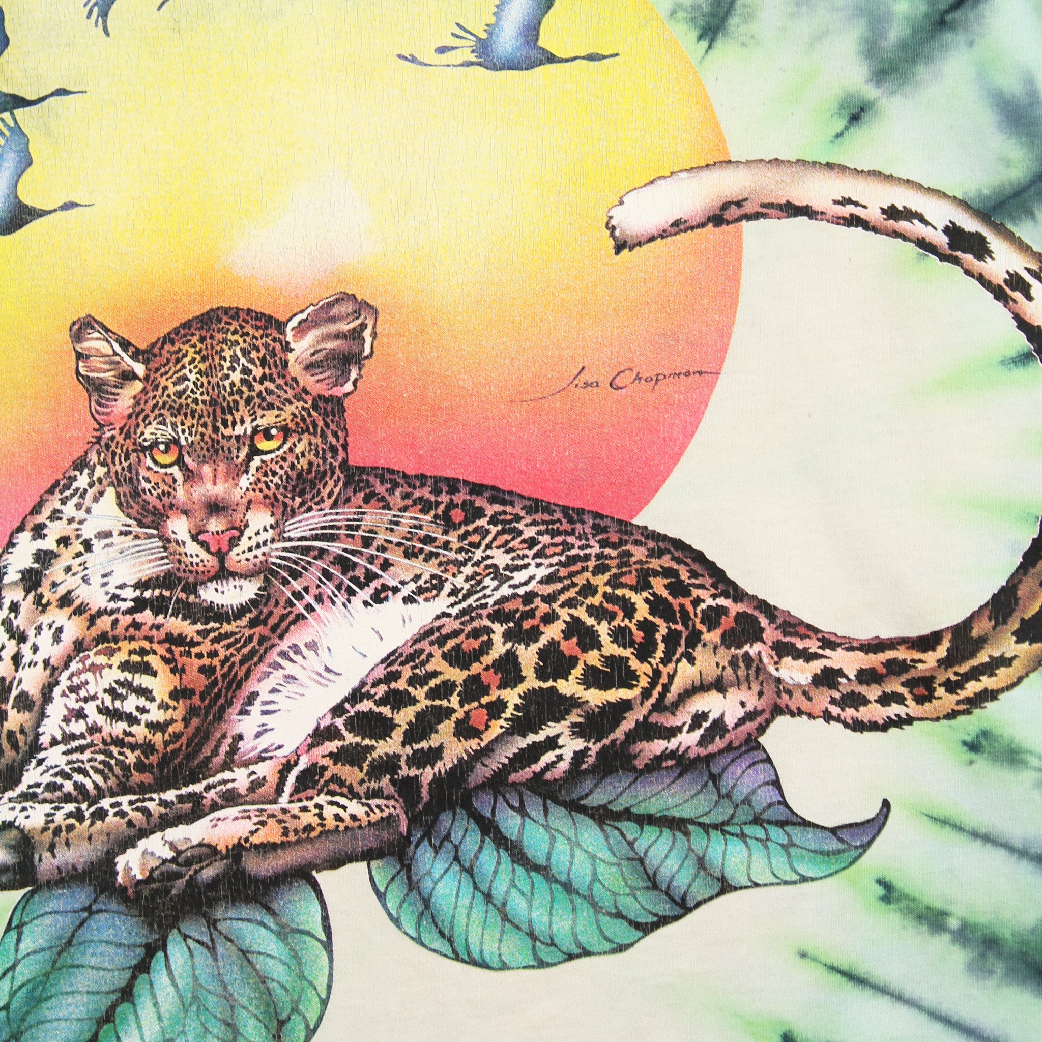 Vintage Lisa Chapman Tiger Art Tie Dye Tee L