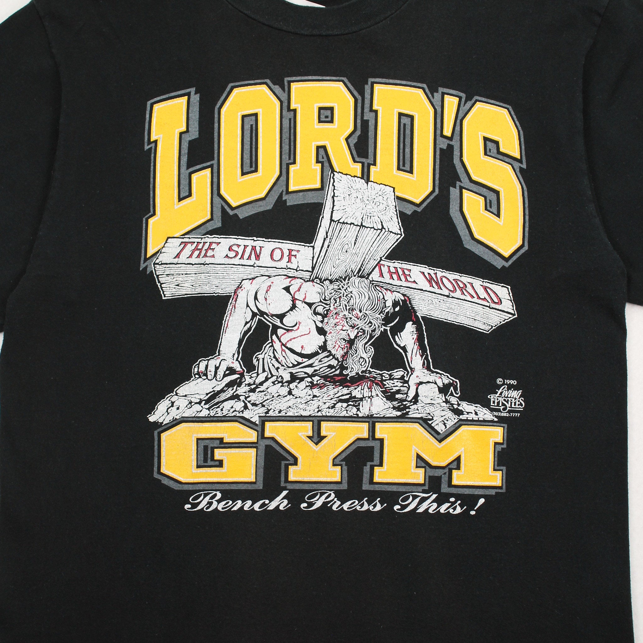1990 Lord's Gym The Sin Of The World Tee L