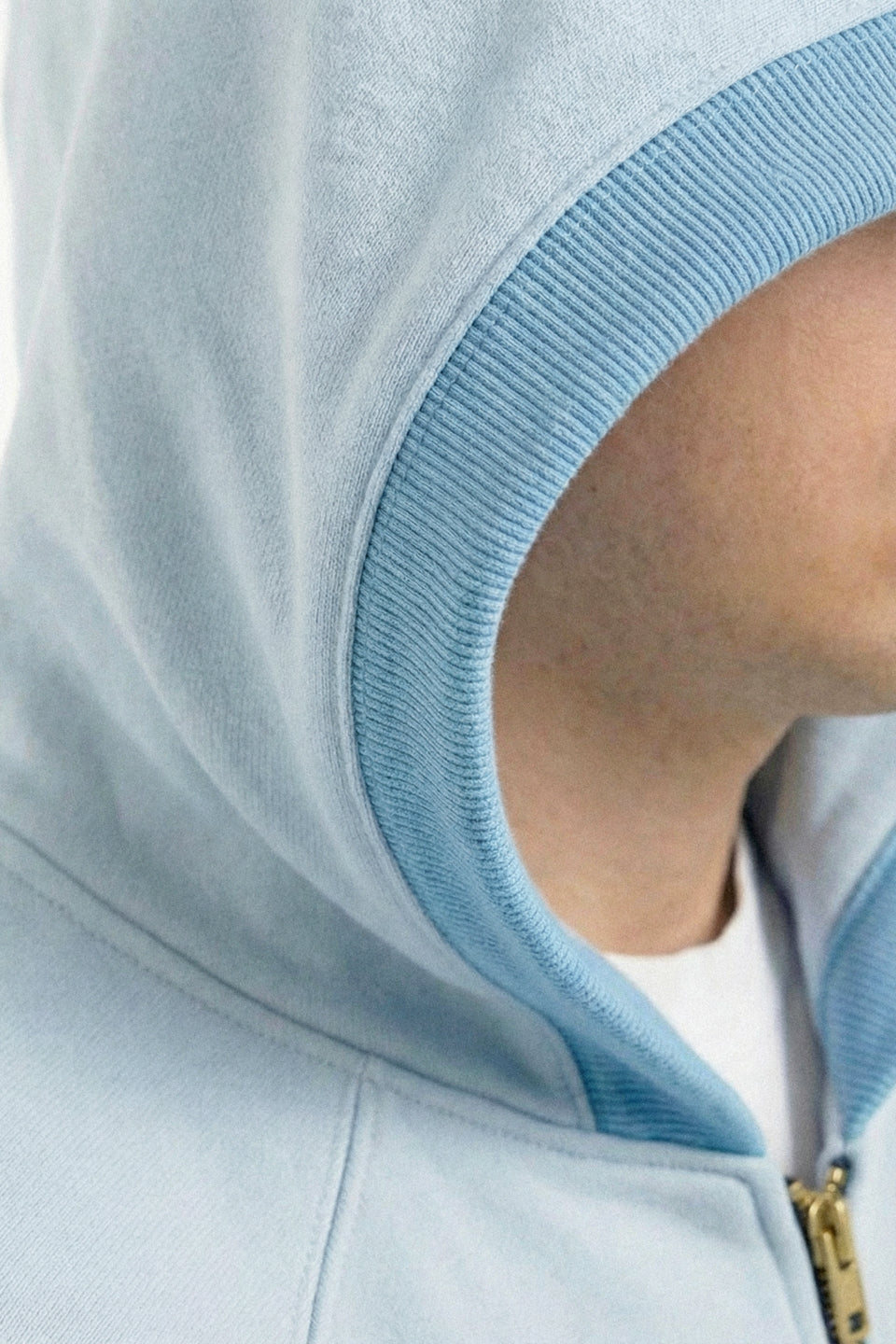 Rework Baby Blue Double Zip Hoodie L