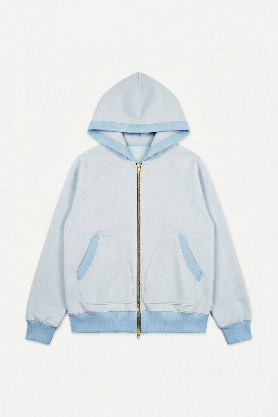 Rework Baby Blue Double Zip Hoodie L