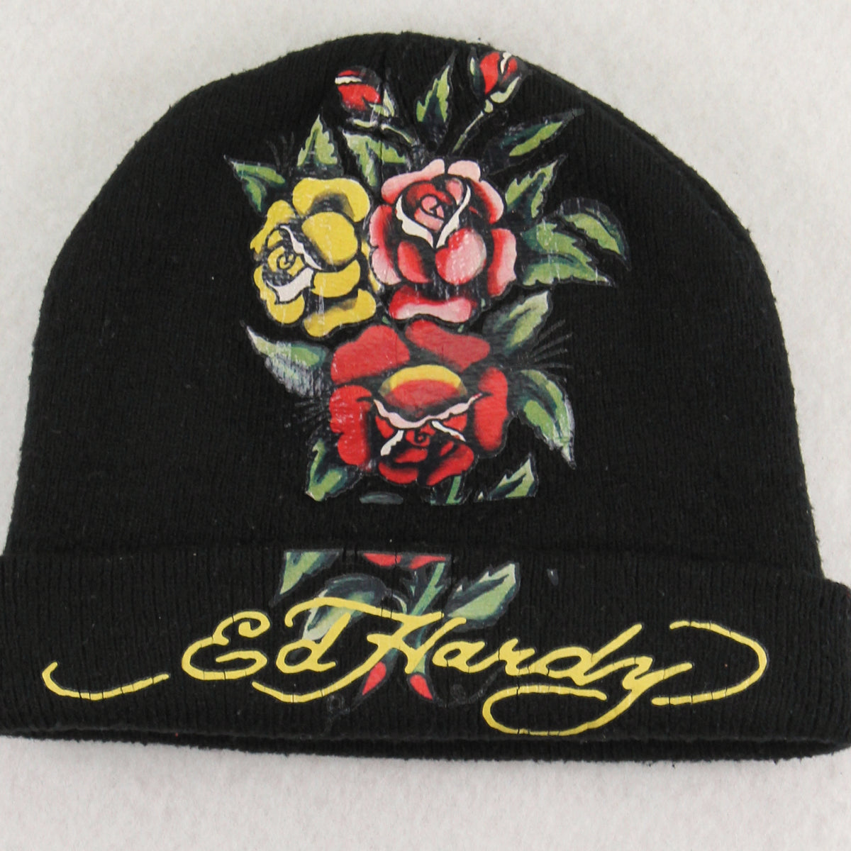 Y2K Ed Hardy Rose Graphic Beanie
