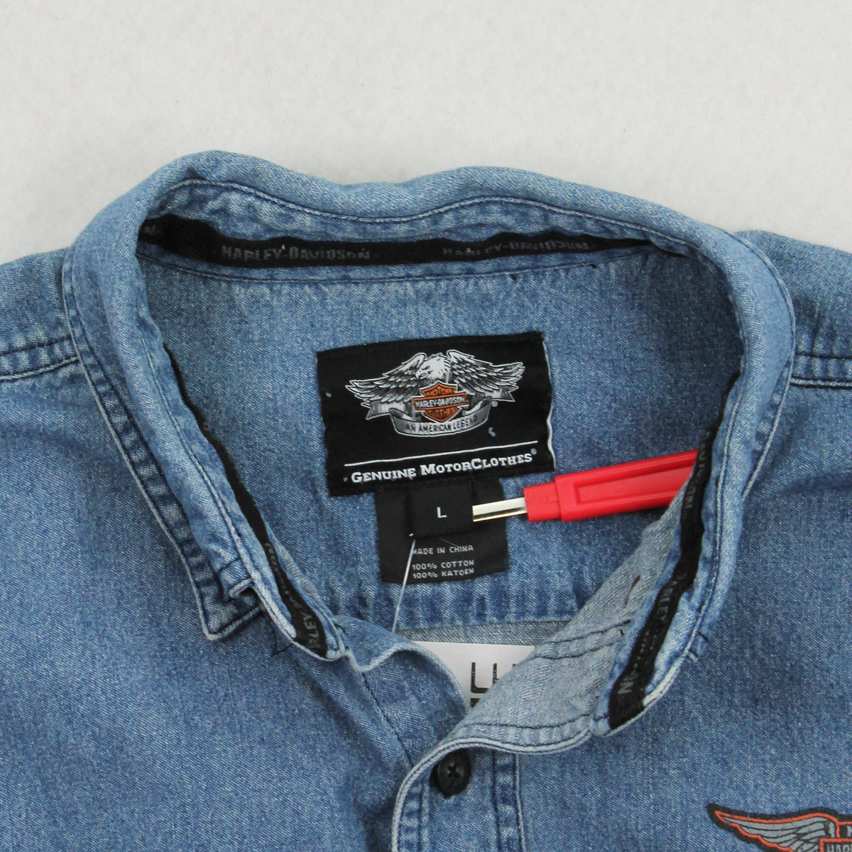 Harley Davidson Denim Button Up Shirt L