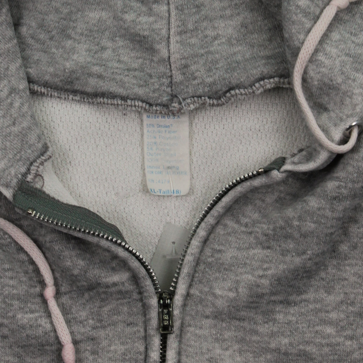 80s Thermal Lined Blank Zip Hoodie XL