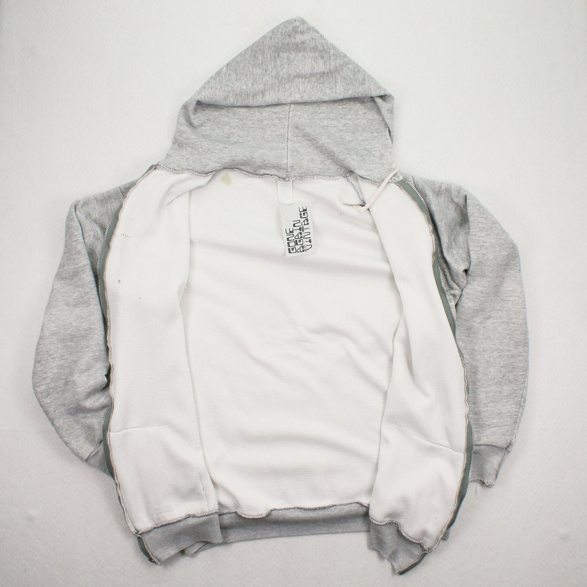 80s Thermal Lined Blank Zip Hoodie XL