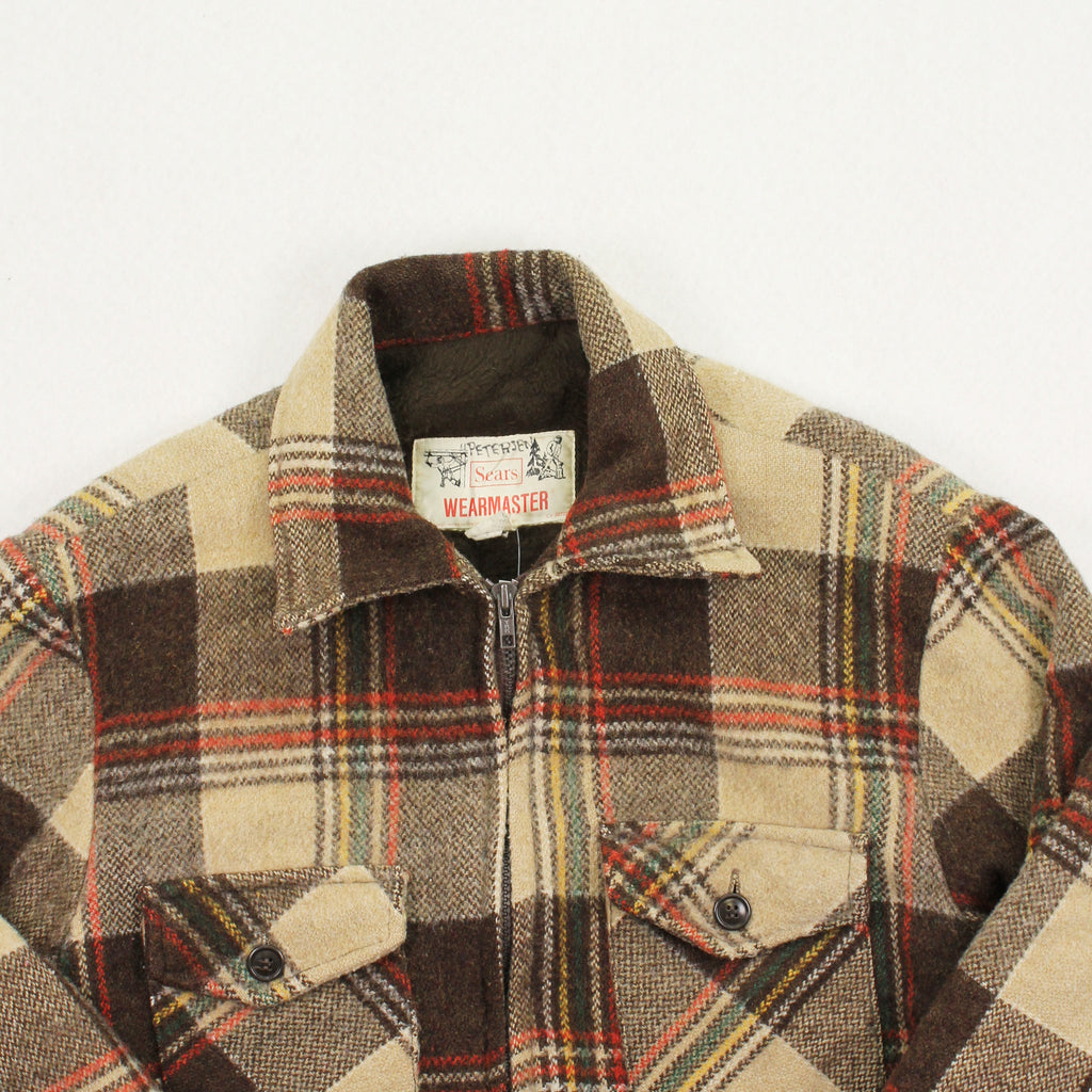 Vintage Sears Wearmaster Sherpa Lined Wool Plaid Jacket L