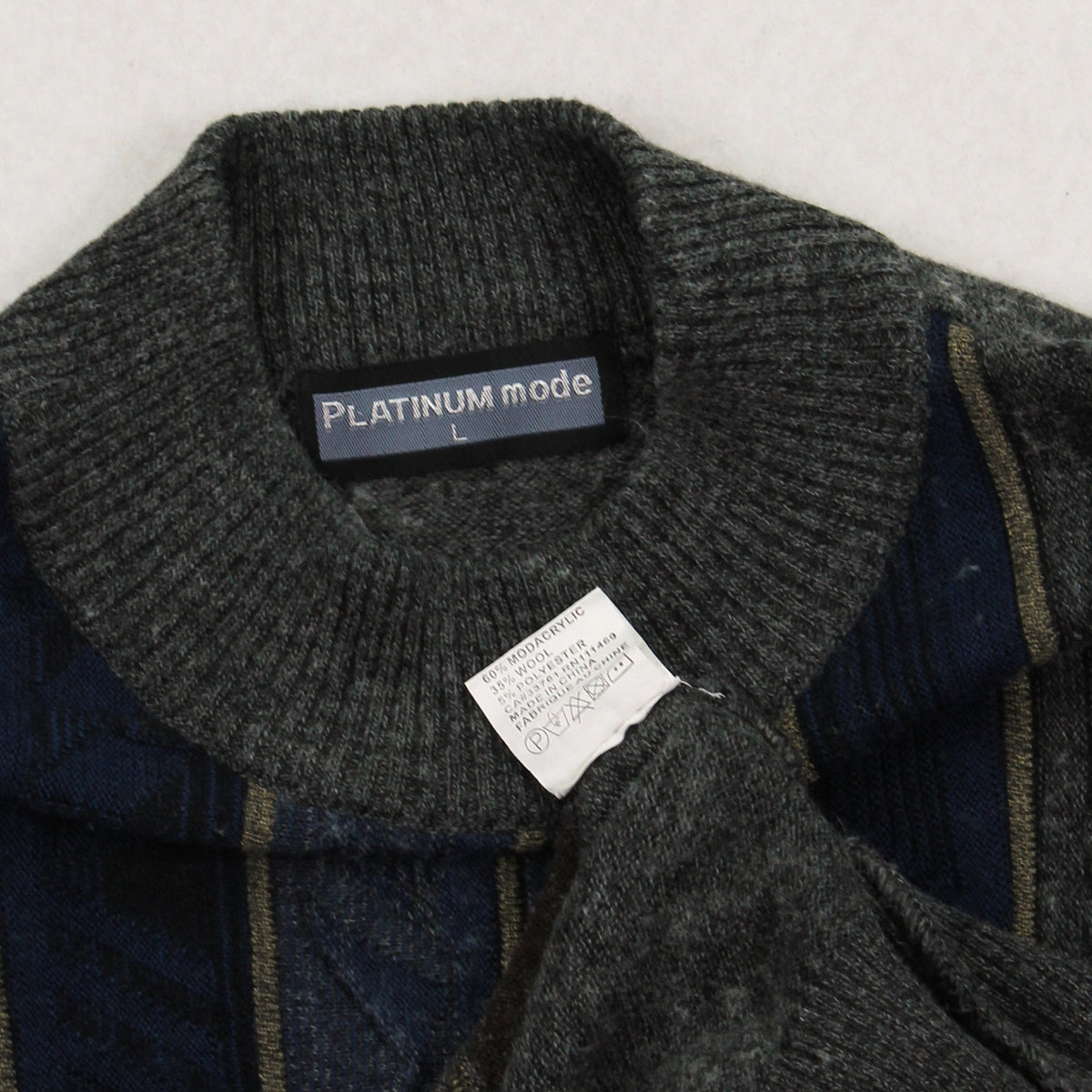 Vintage Platinum Mode Striped Sweater L