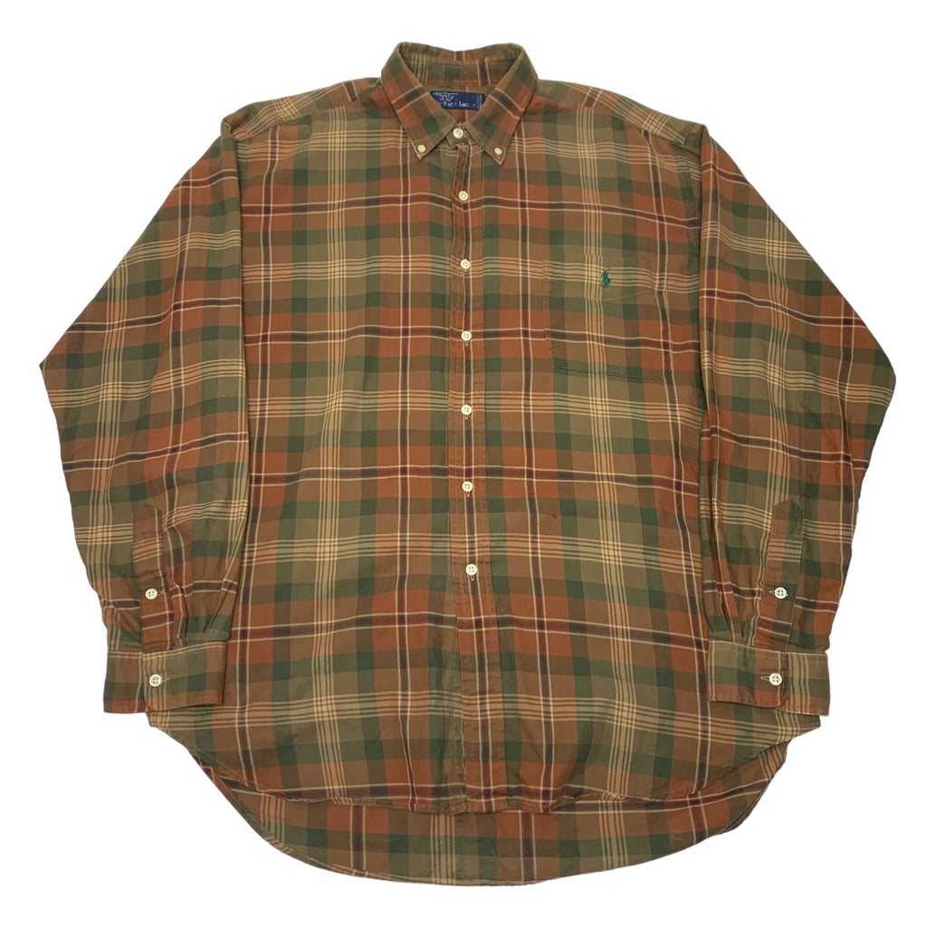 90s Polo Plaid Button Down XL