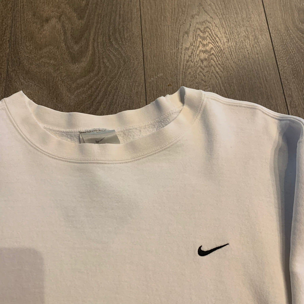 Y2K Nike White Mini Swoosh Crewneck XL