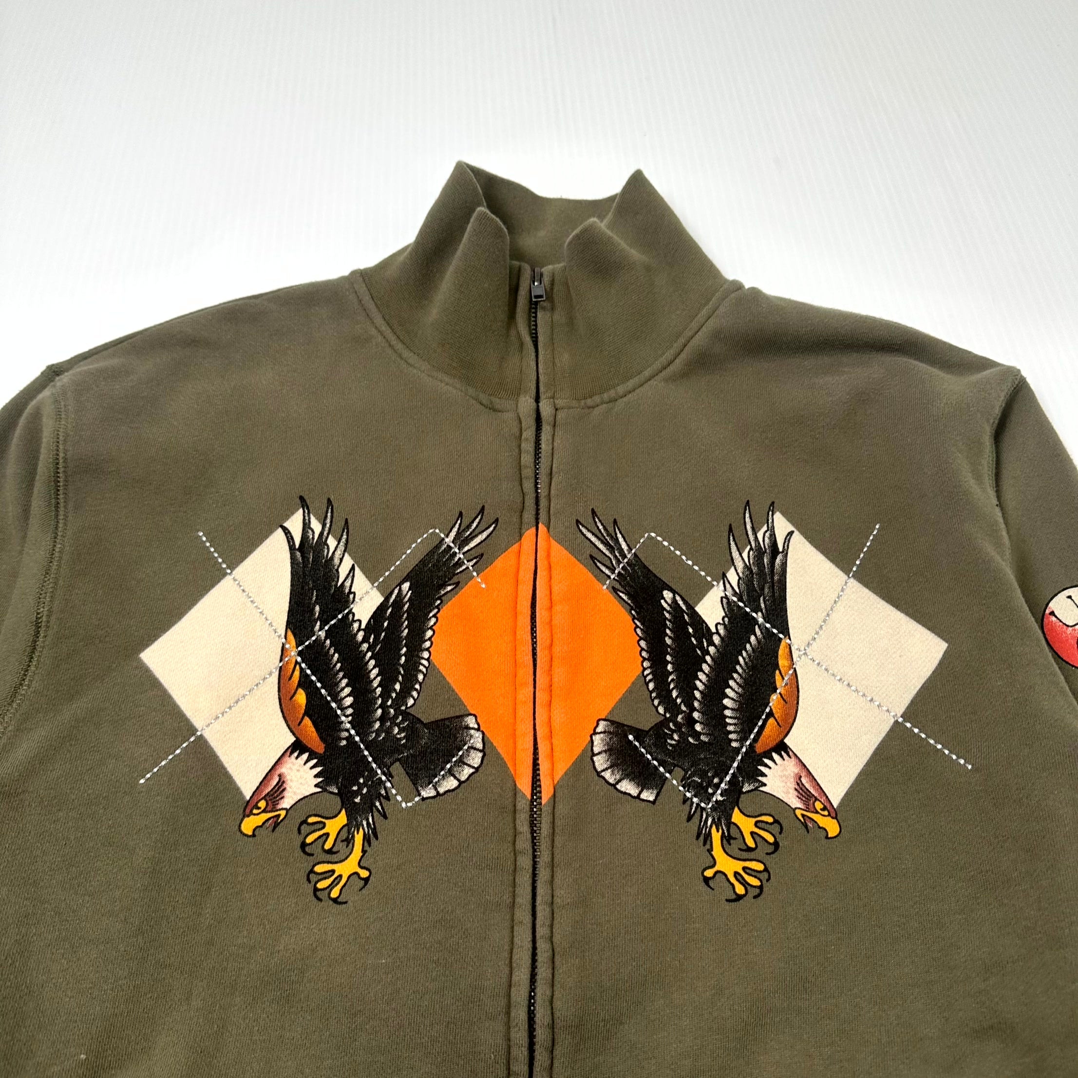 Y2K Ed Hardy Tattoo Graphic Cotton Zip Jacket L