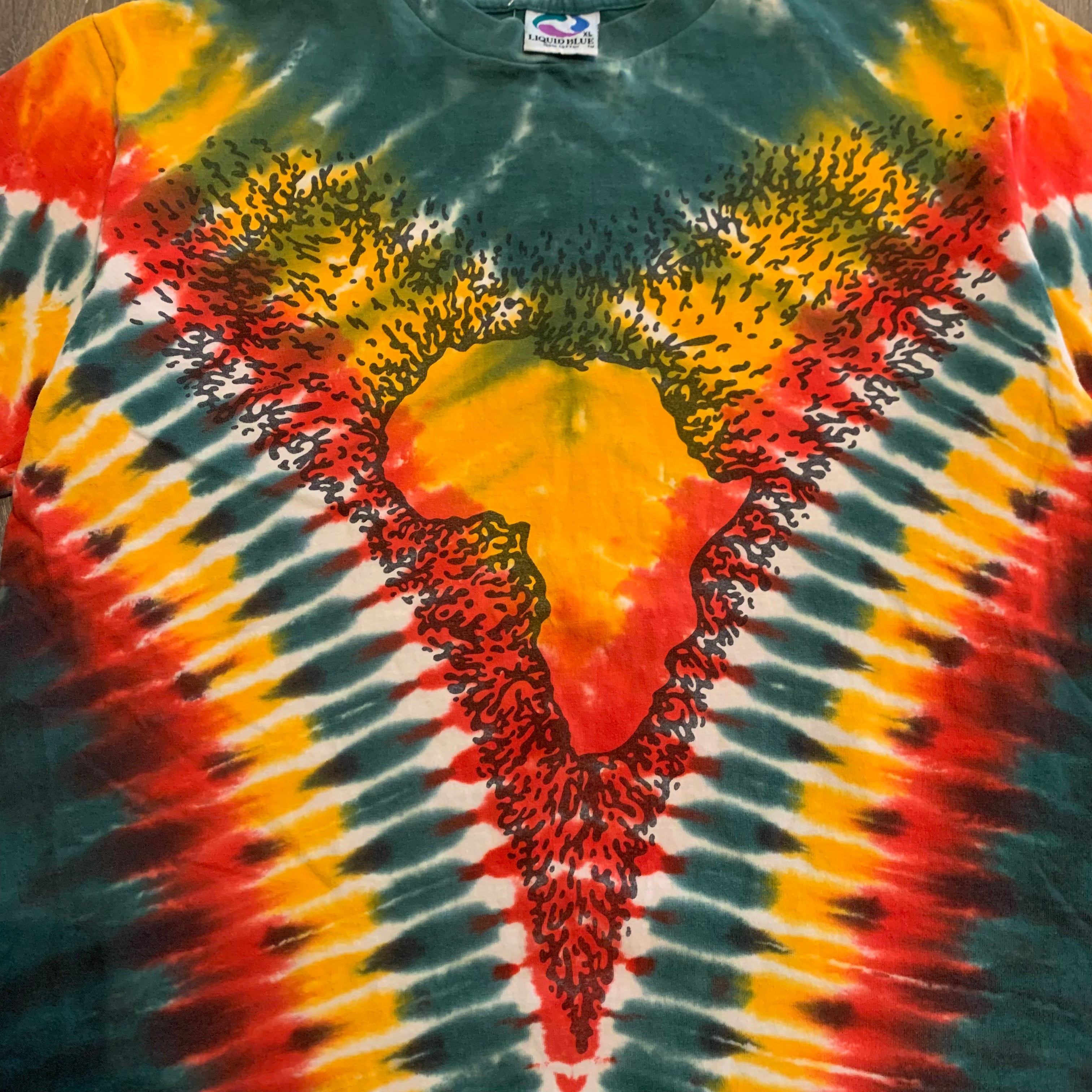 90s Liquid Blue Rastafari/Africa Tie Dye Tee XL