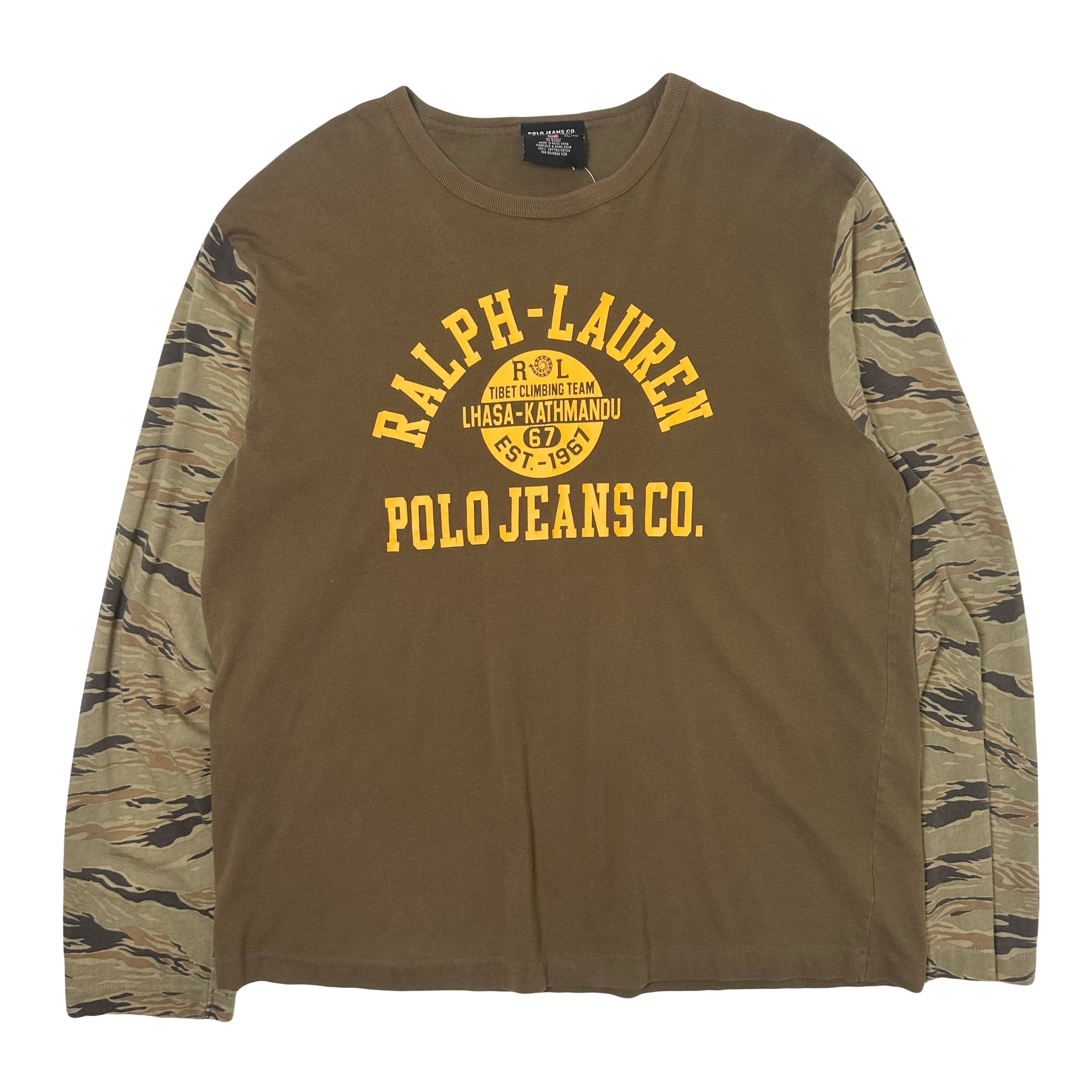 Vintage Polo Jeans Co Ralph Lauren Camo Sleeve Long Sleeve XL
