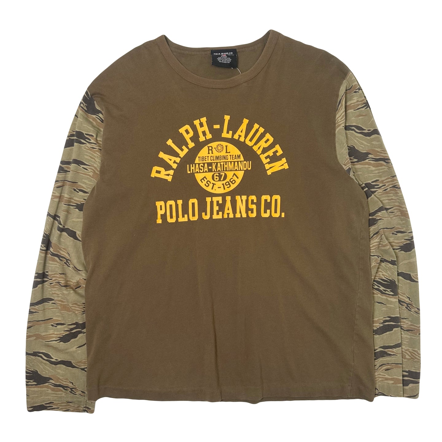 Vintage Polo Jeans Co Ralph Lauren Camo Sleeve Long Sleeve XL