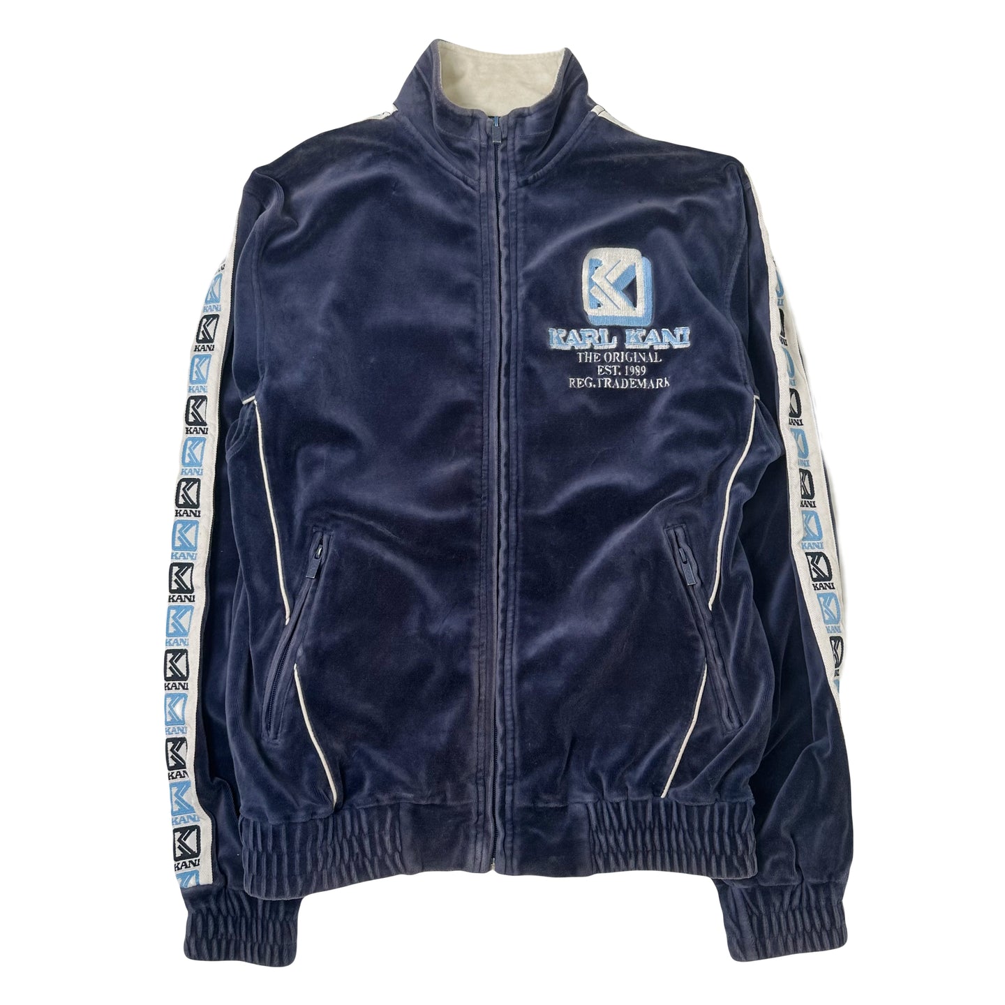 2000s Karl Kani Tape Logo Velour Track Jacket L