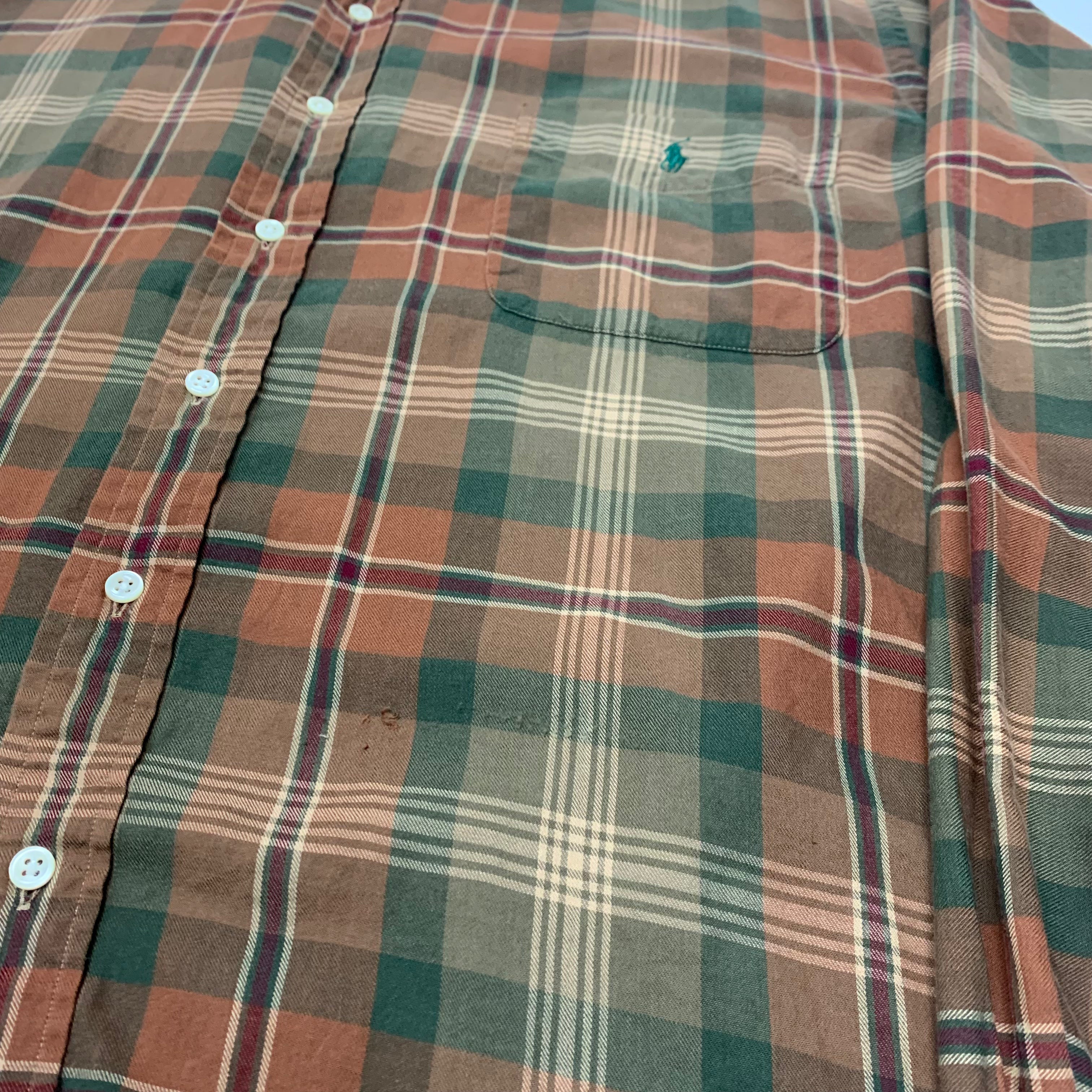 90s Polo Plaid Button Down XL
