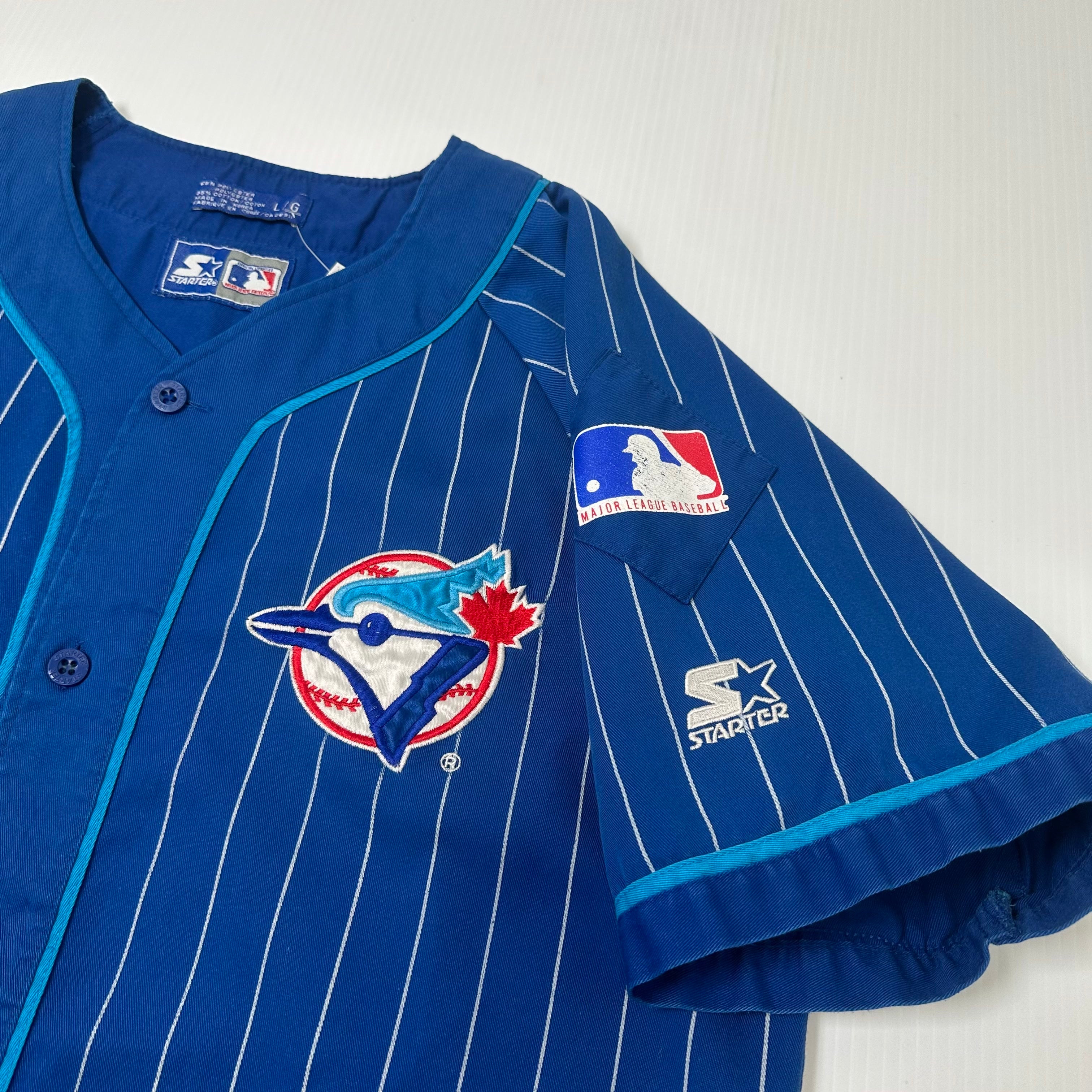 90s Starter Toronto Blue Jays Pinstripe Baseball Jersey L