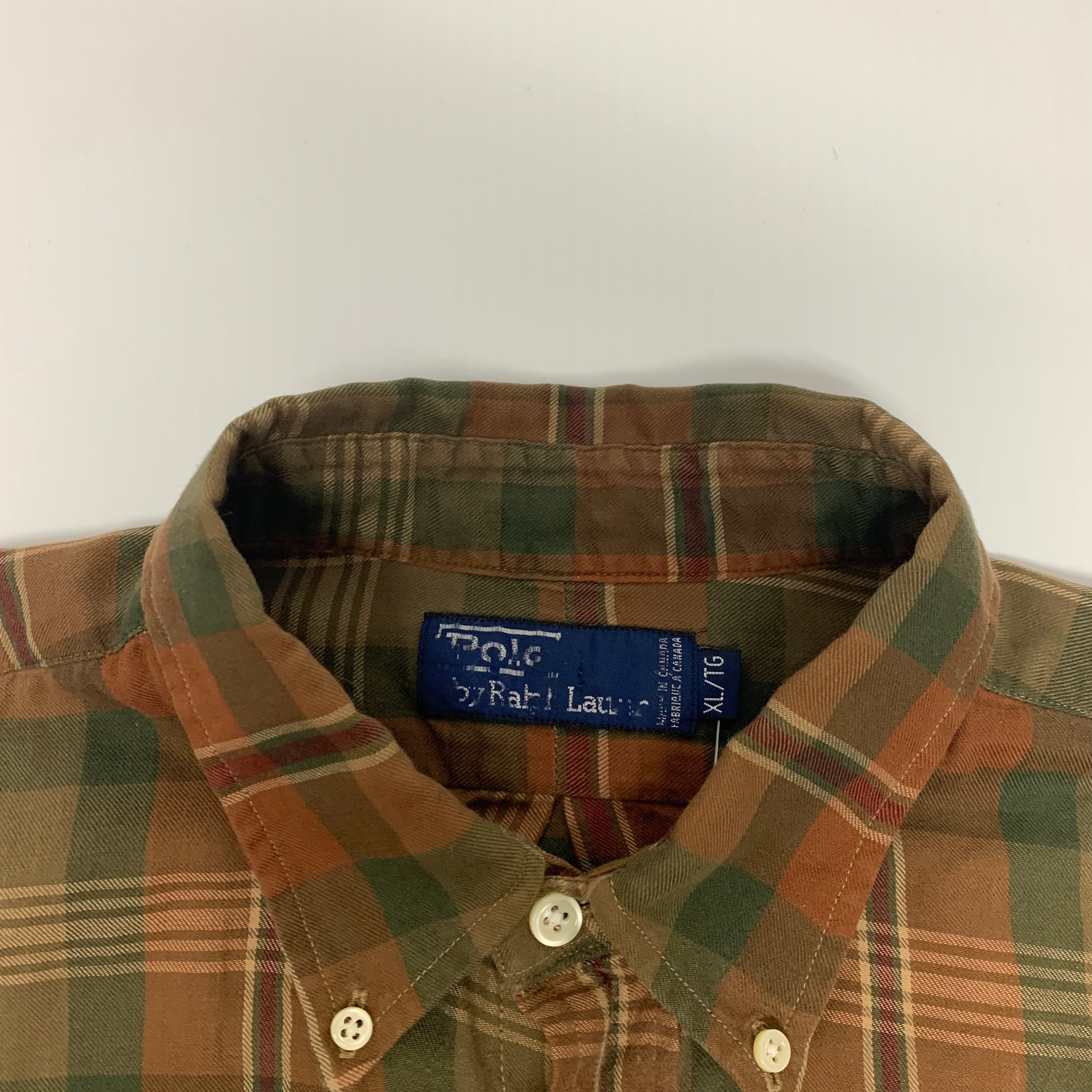 90s Polo Plaid Button Down XL