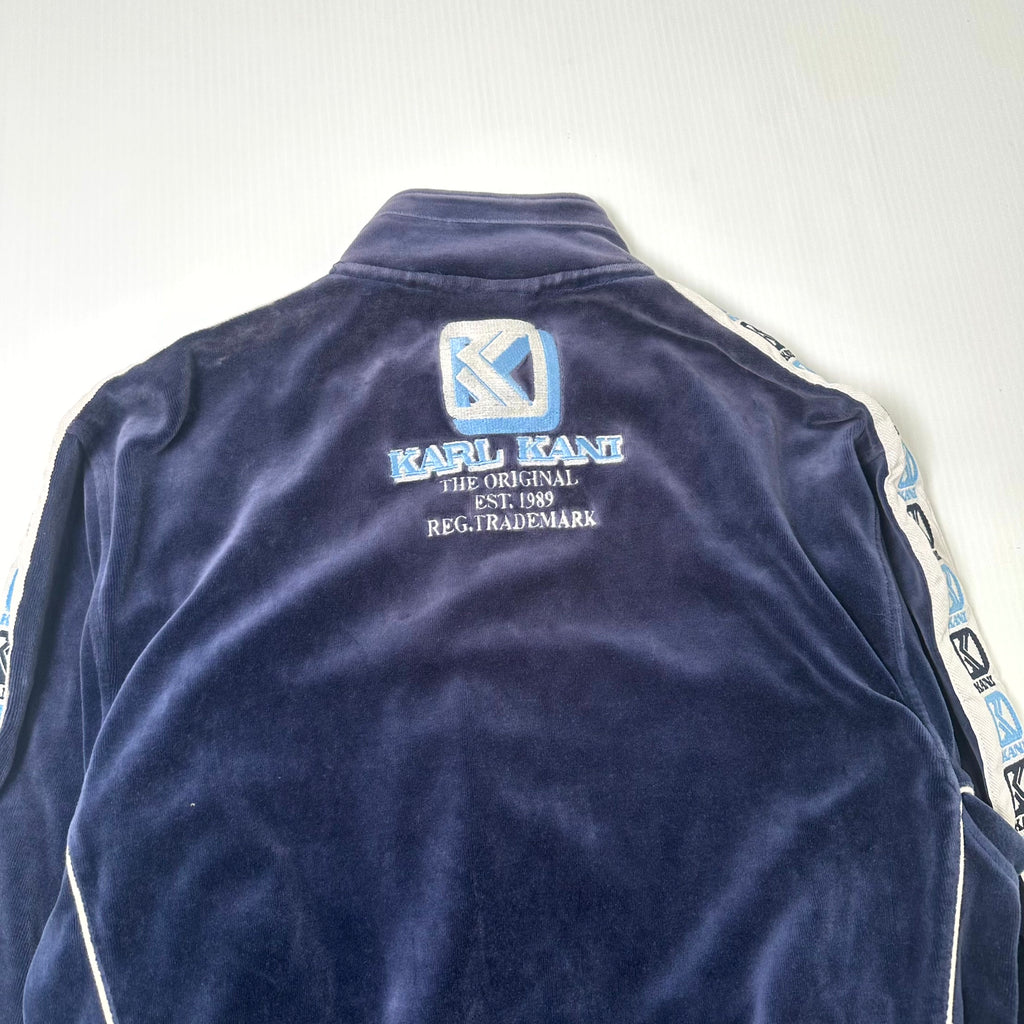 2000s Karl Kani Tape Logo Velour Track Jacket L