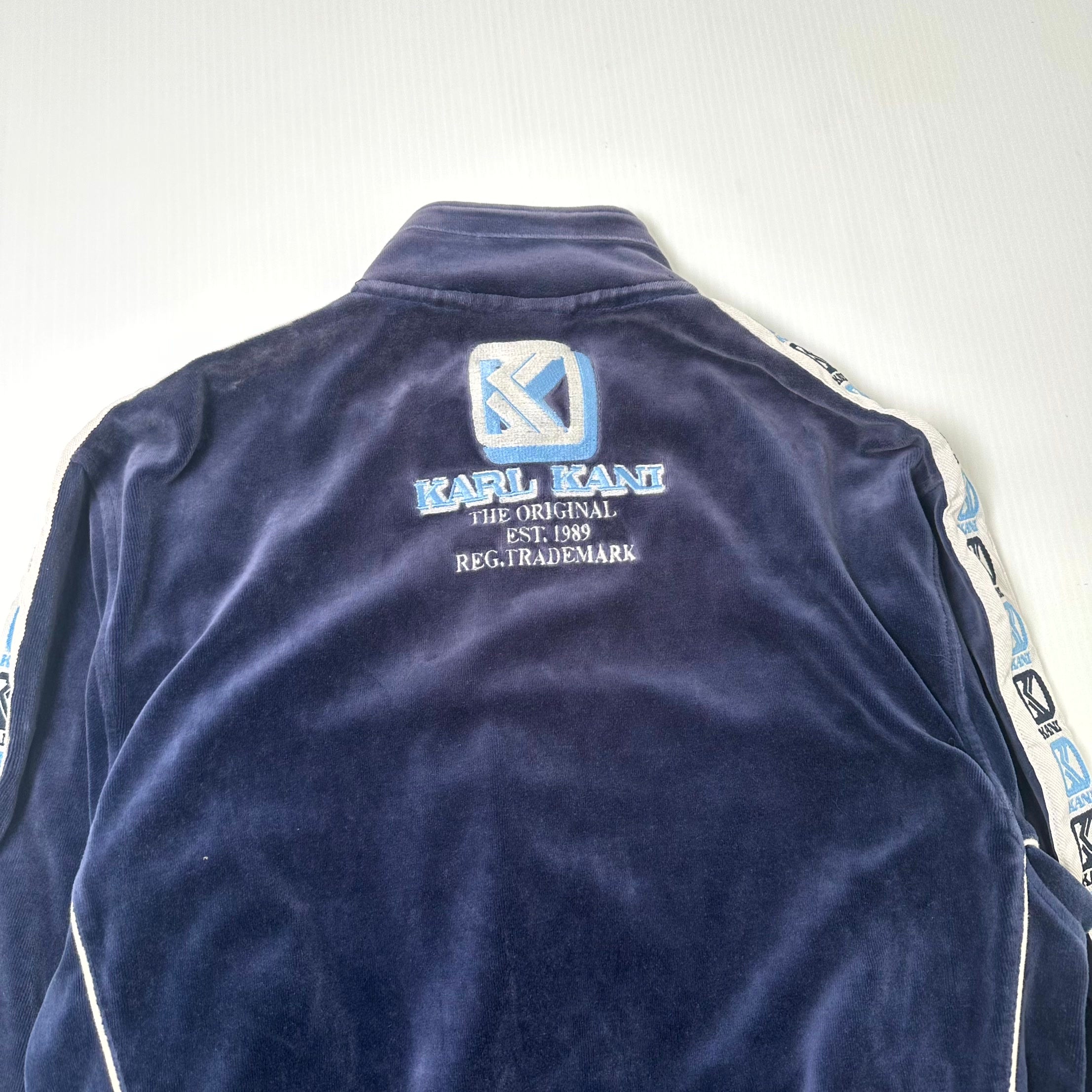 2000s Karl Kani Tape Logo Velour Track Jacket L