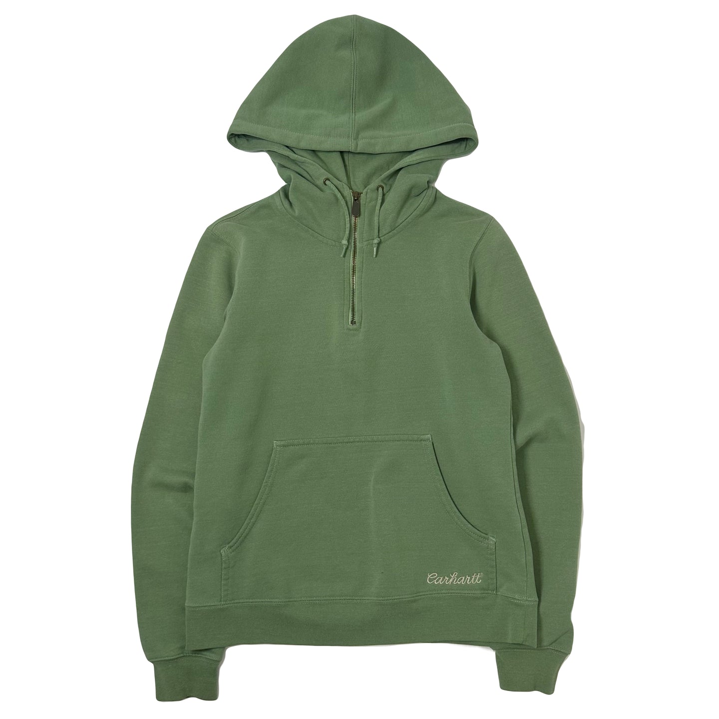 Carhartt Embroidered Green Half-Zip Hoodie Women's S