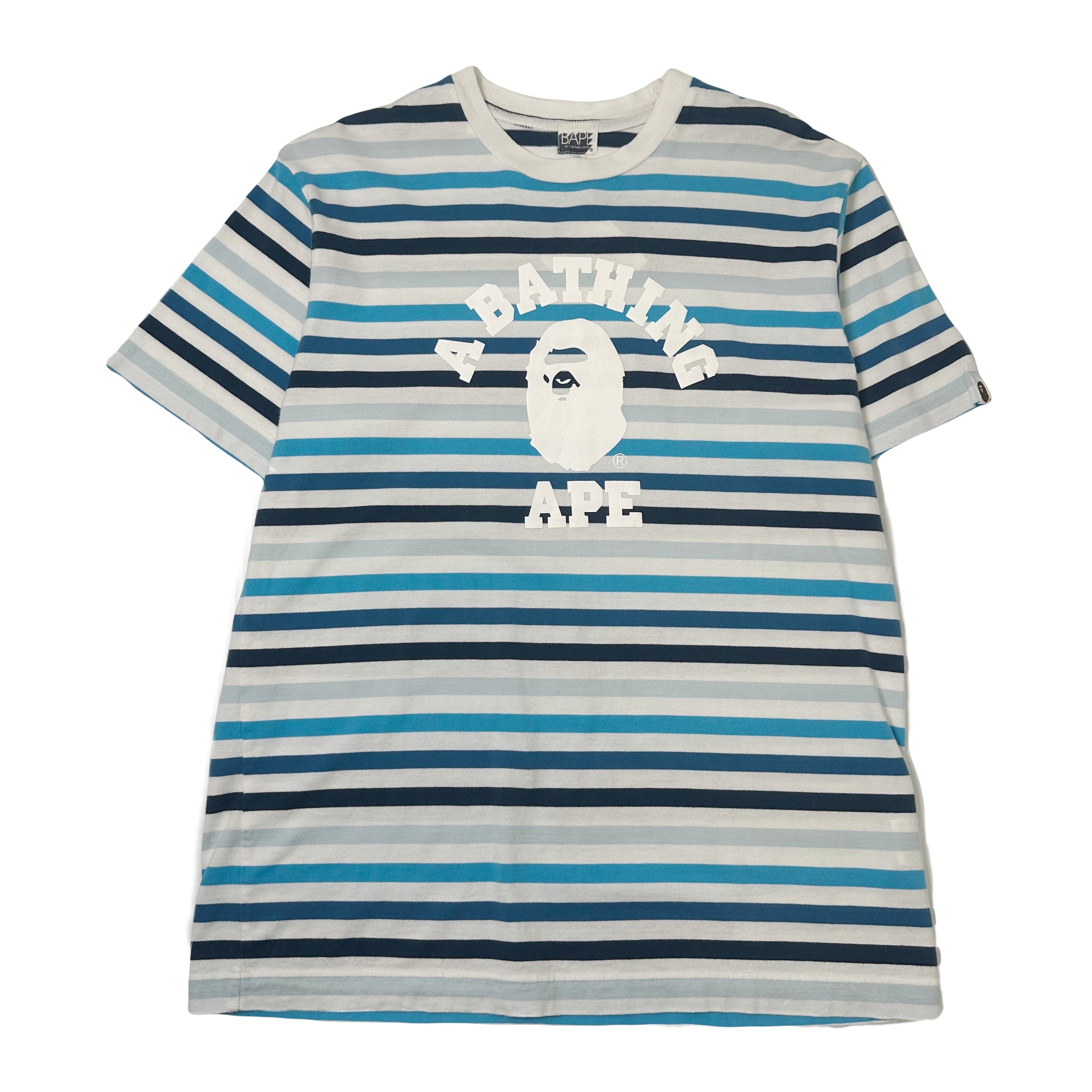 A Bathing Ape Striped Logo Tee L