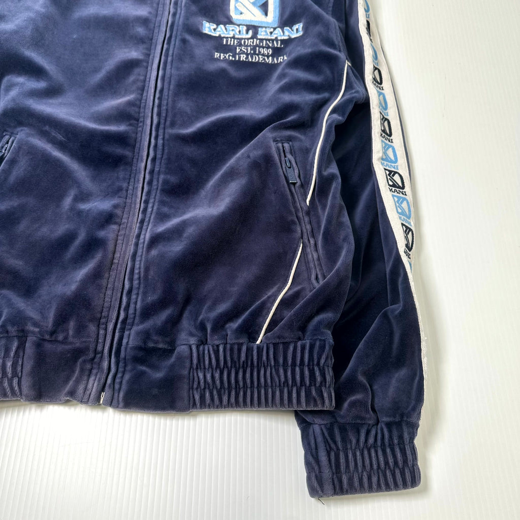 2000s Karl Kani Tape Logo Velour Track Jacket L