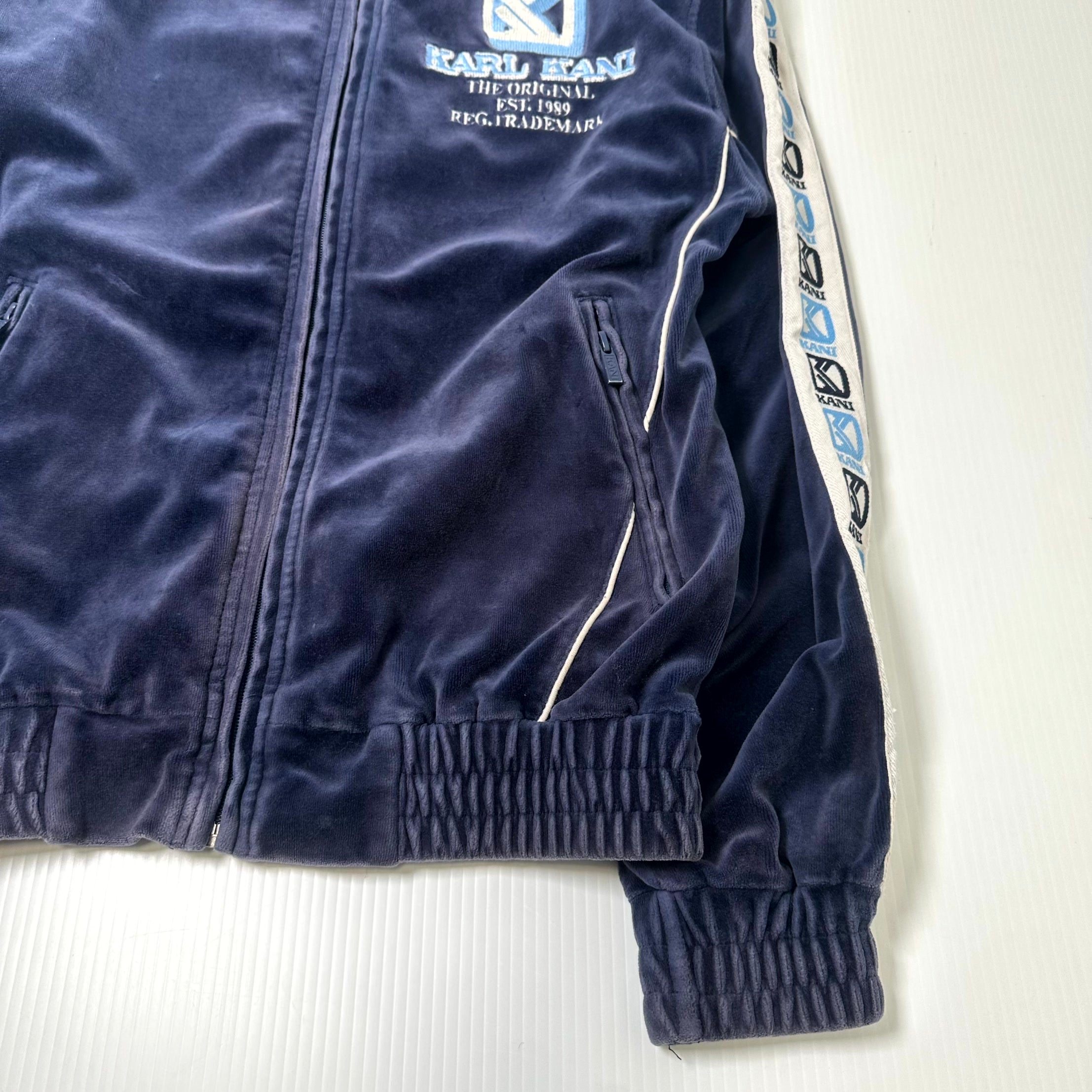 2000s Karl Kani Tape Logo Velour Track Jacket L