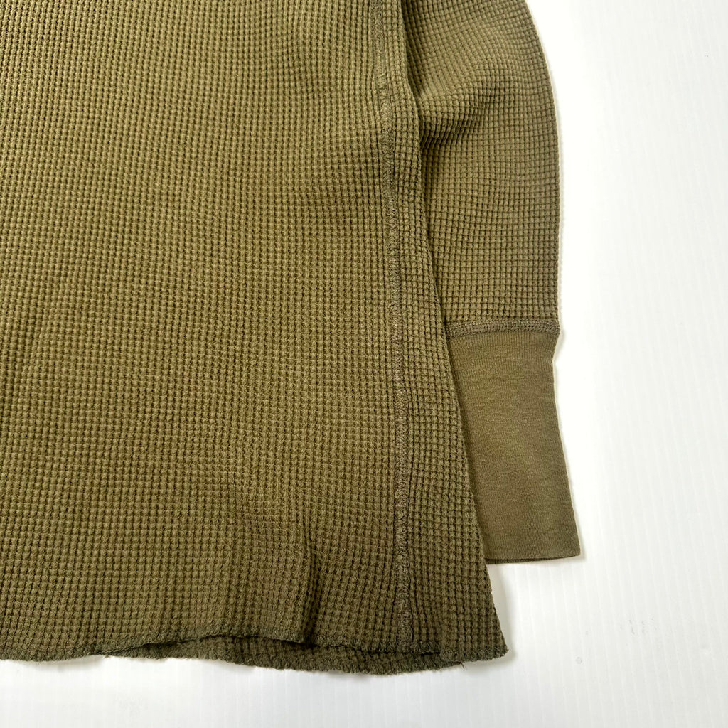 Vintage Waffle Knit Long Sleeve Thermal Olive M