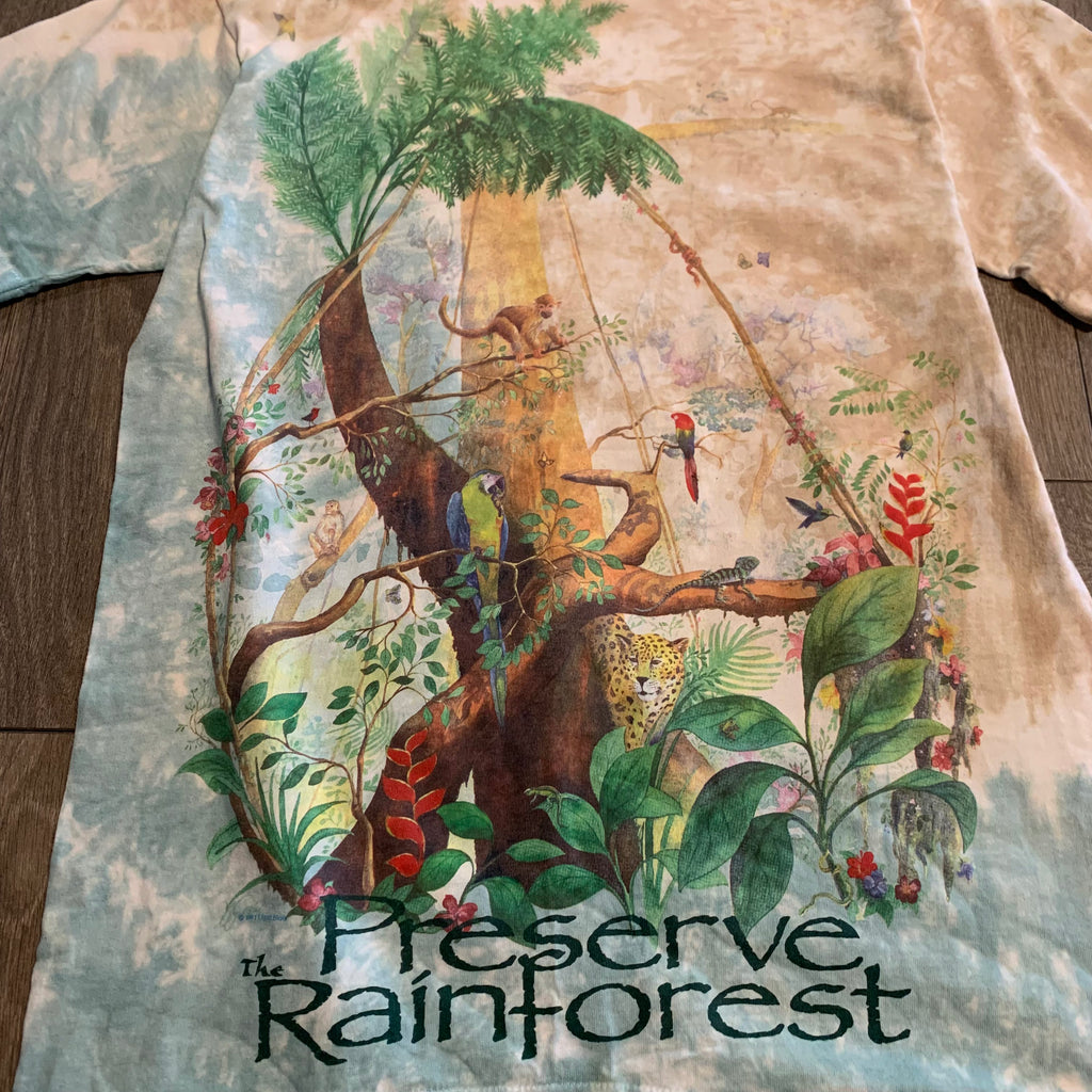 90s Liquid Blue Rainforest Tee L