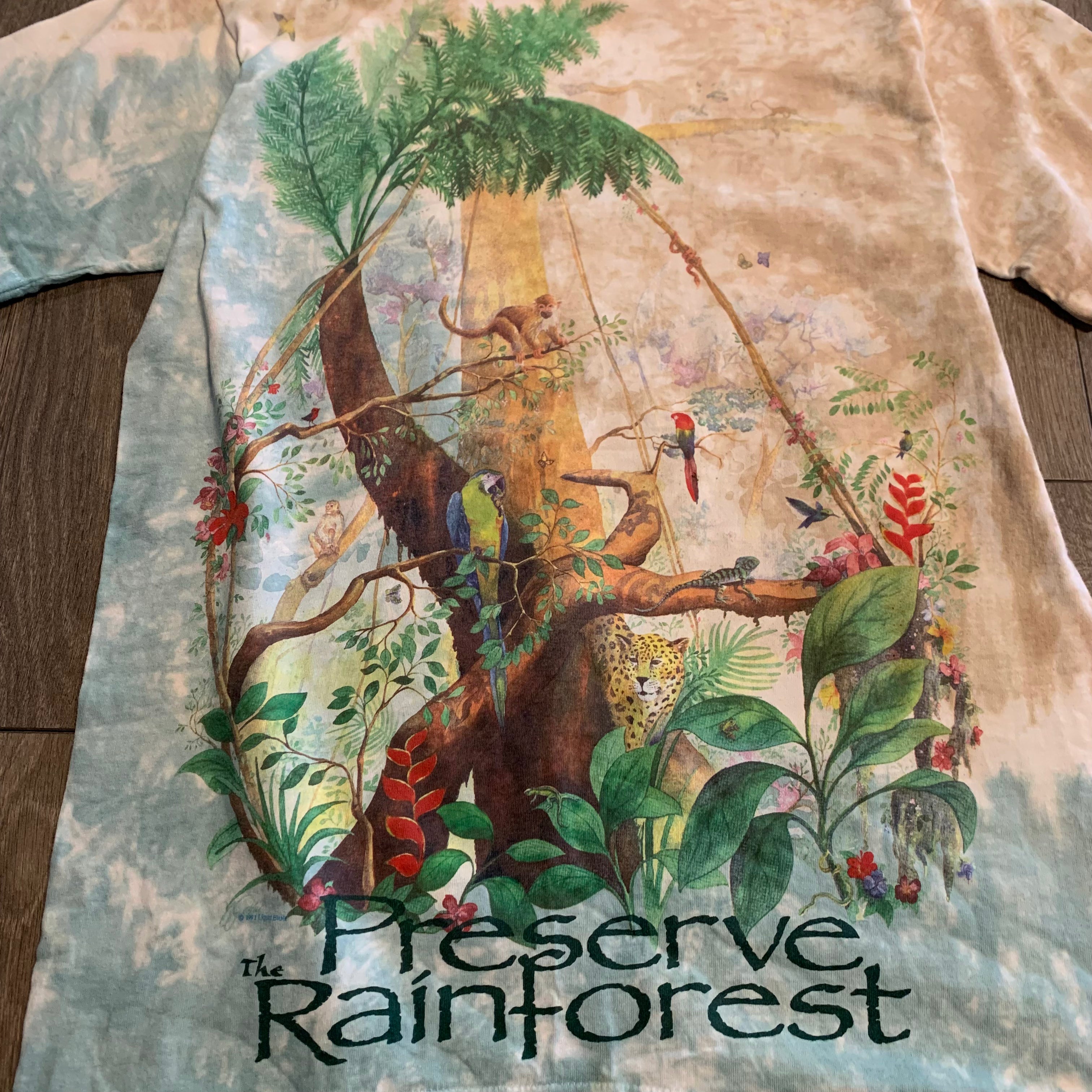 90s Liquid Blue Rainforest Tee L
