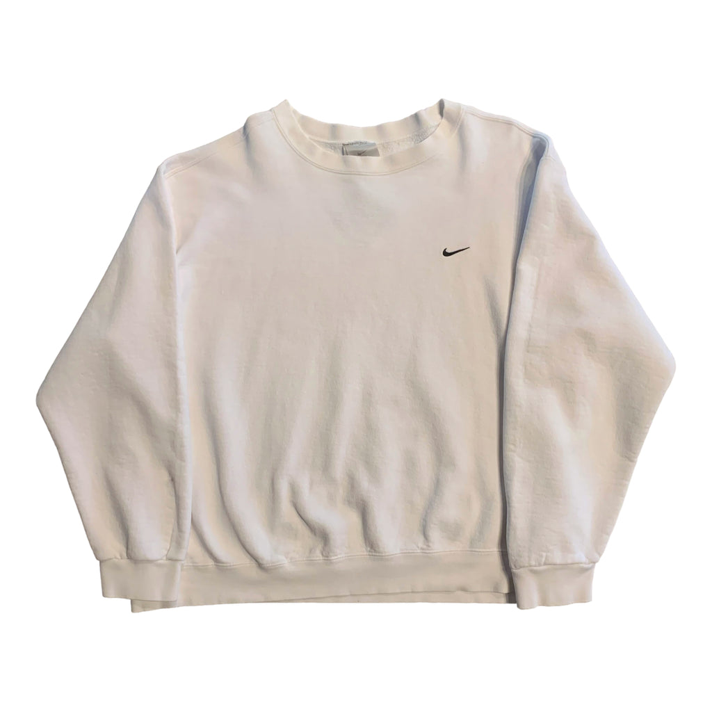 Y2K Nike White Mini Swoosh Crewneck XL