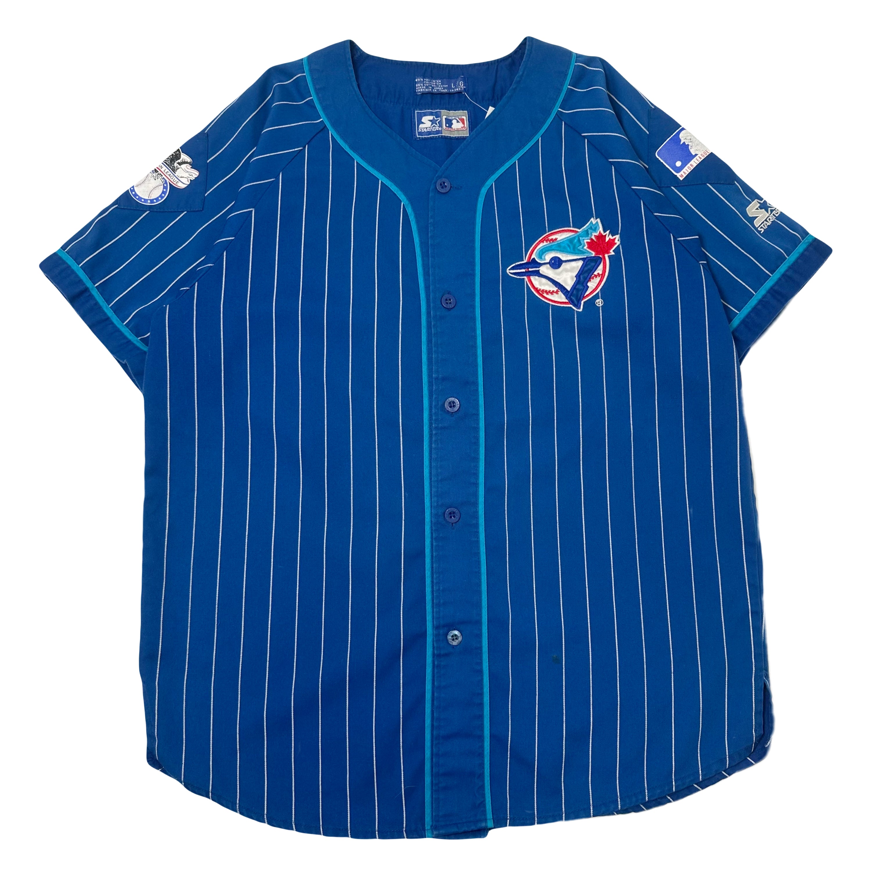 90s Starter Toronto Blue Jays Pinstripe Baseball Jersey L