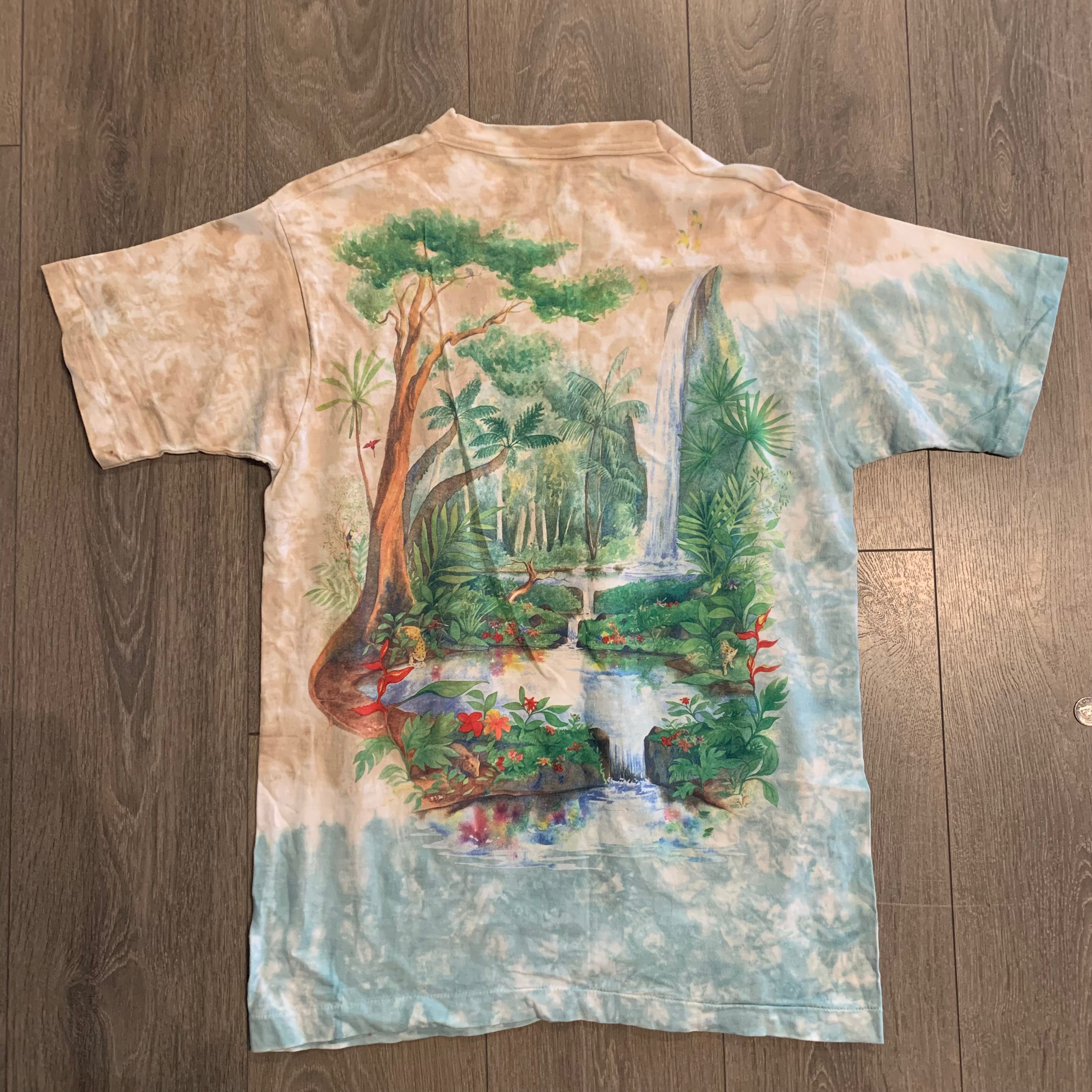 90s Liquid Blue Rainforest Tee L
