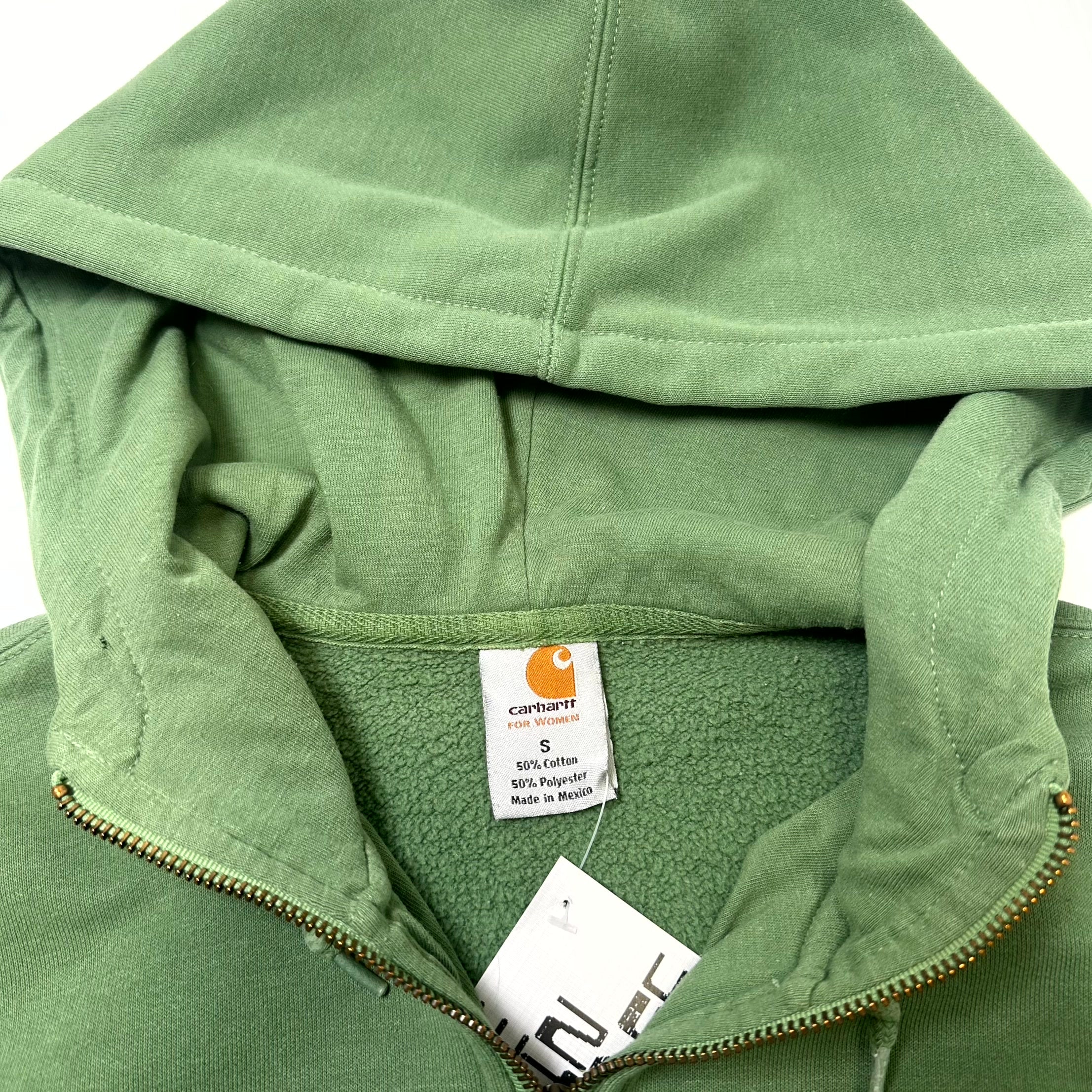 Carhartt Embroidered Green Half-Zip Hoodie Women's S