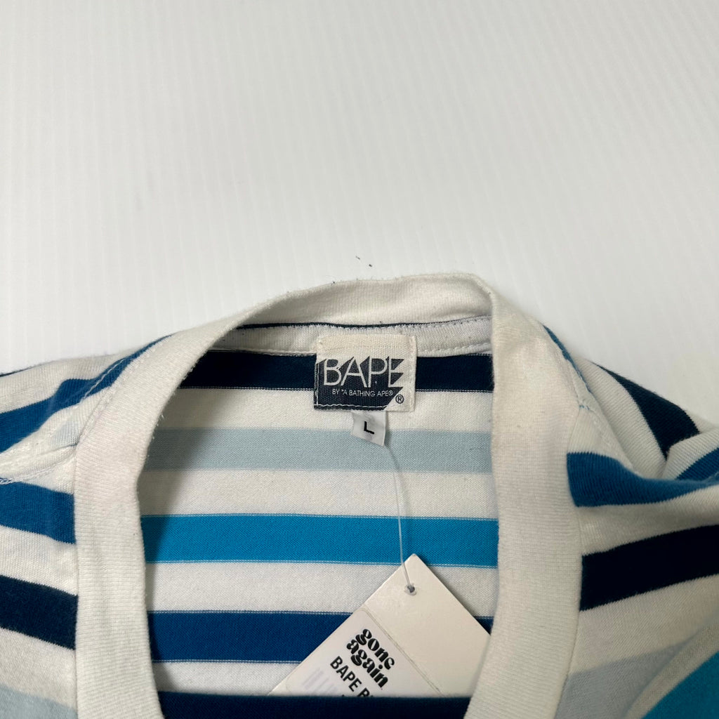 A Bathing Ape Striped Logo Tee L