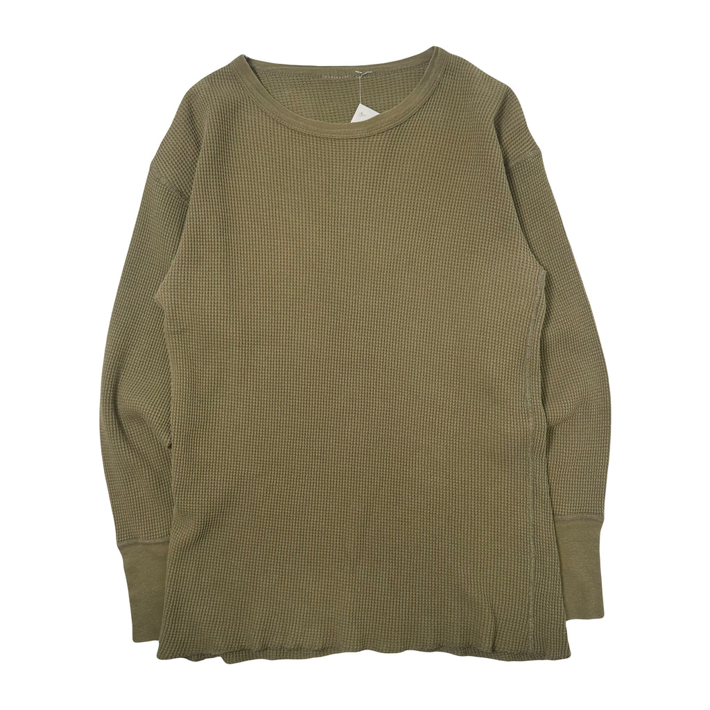 Vintage Waffle Knit Long Sleeve Thermal Olive M