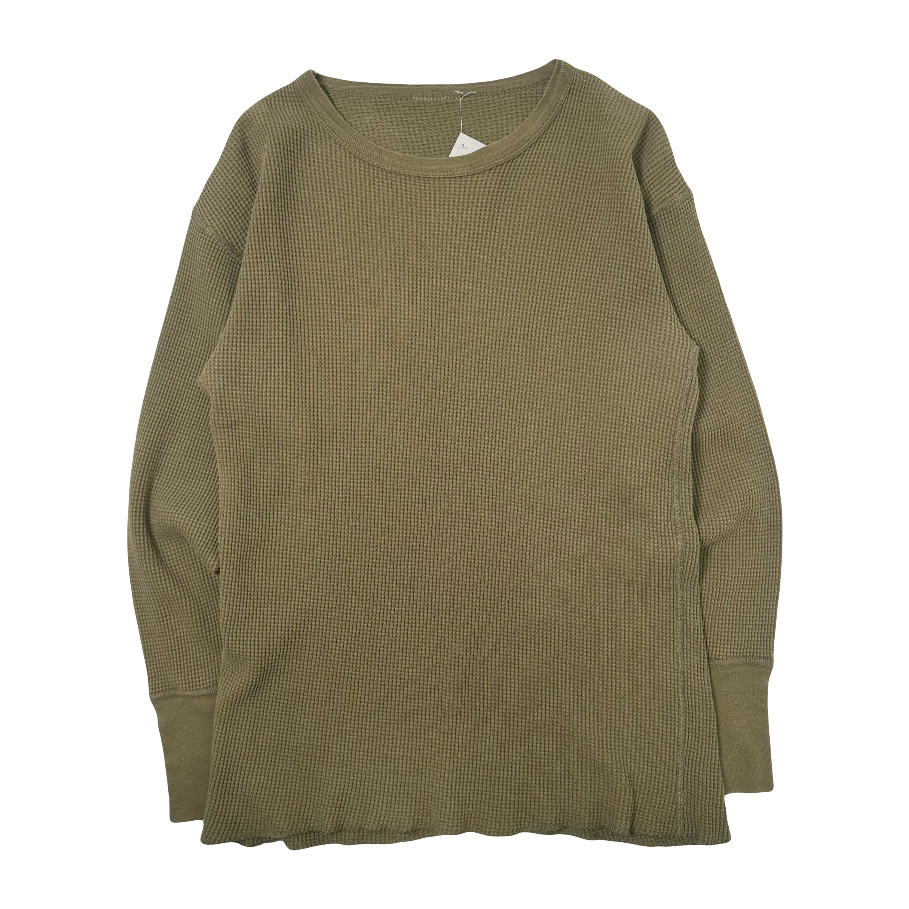 Vintage Waffle Knit Long Sleeve Thermal Olive M