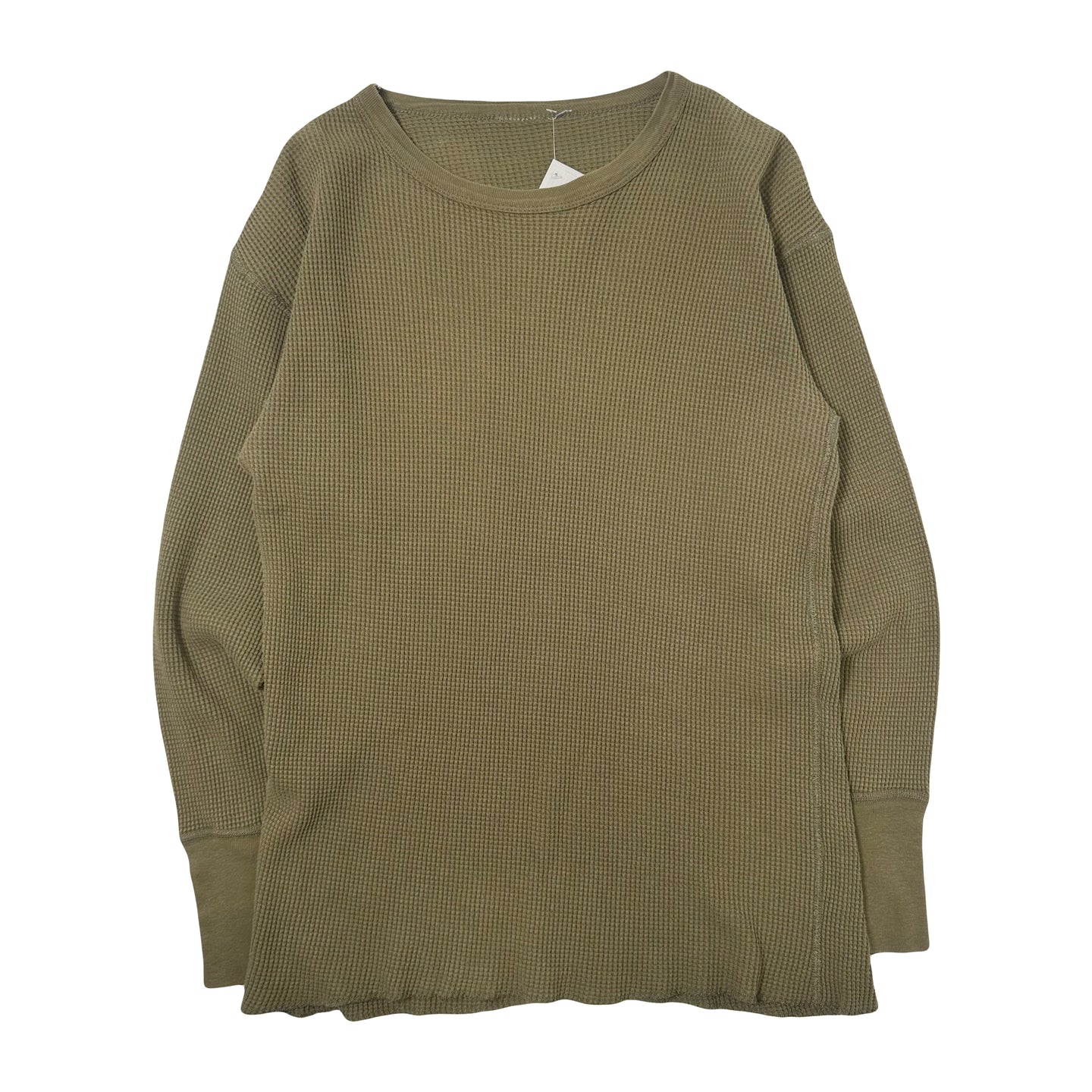 Vintage Waffle Knit Long Sleeve Thermal Olive M