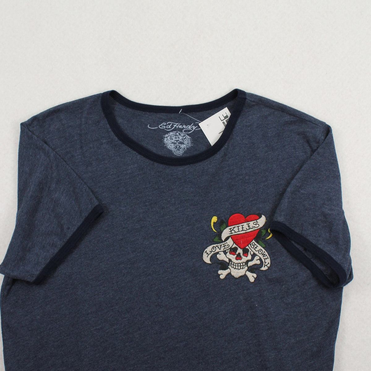 Y2K Ed Hardy Love Kills Slowly Ringer Tee XL