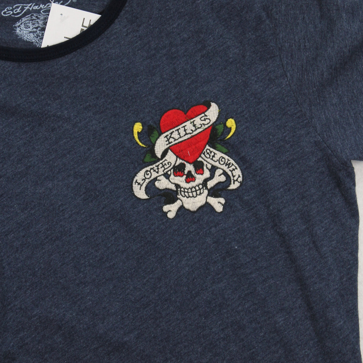 Y2K Ed Hardy Love Kills Slowly Ringer Tee XL