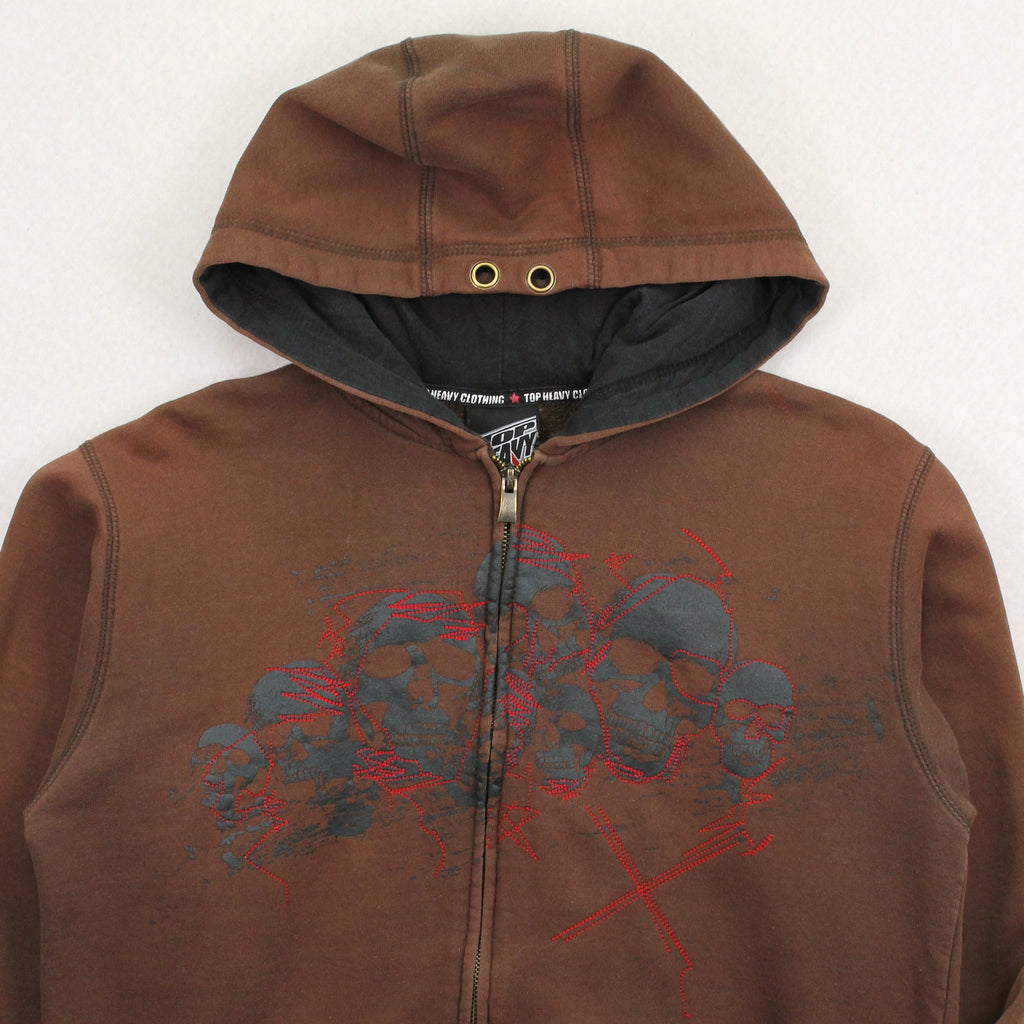 Y2K Top Heavy Skulls Zip Hoodie M