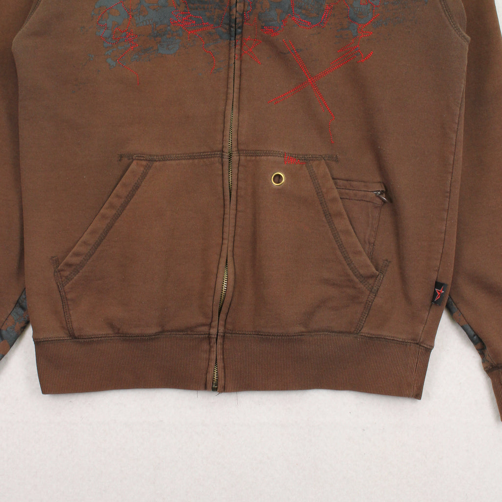 Y2K Top Heavy Skulls Zip Hoodie M
