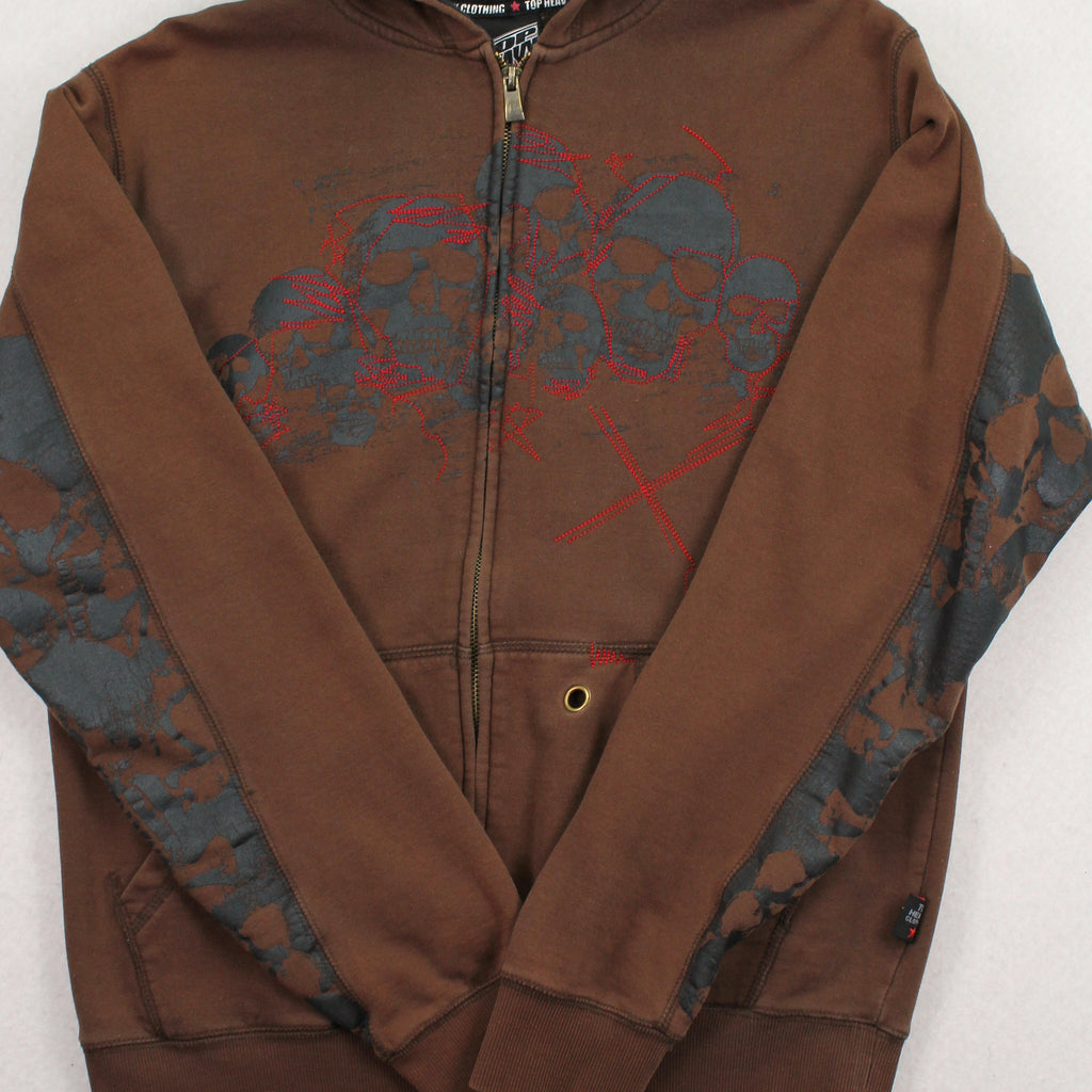 Y2K Top Heavy Skulls Zip Hoodie M