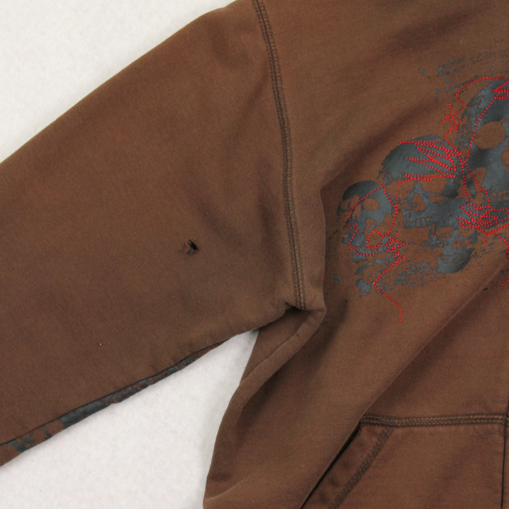 Y2K Top Heavy Skulls Zip Hoodie M