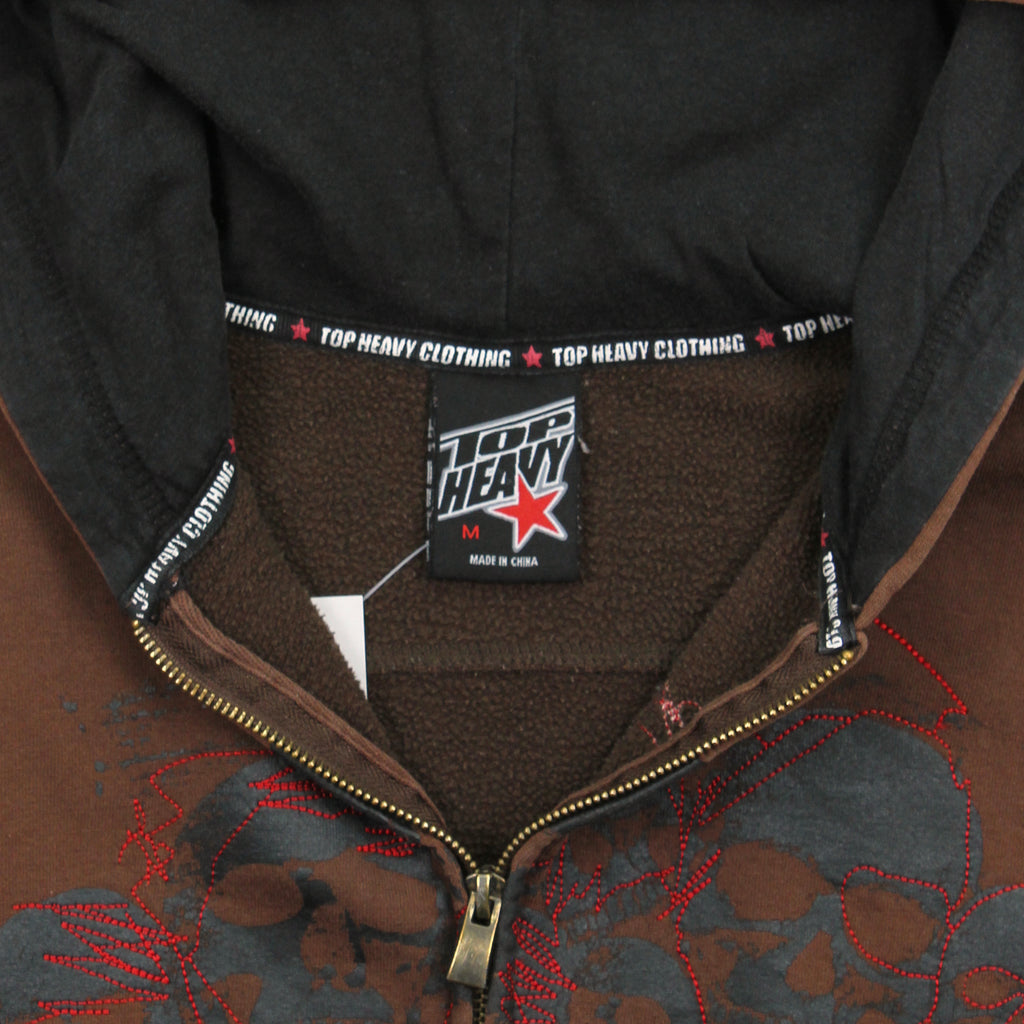 Y2K Top Heavy Skulls Zip Hoodie M